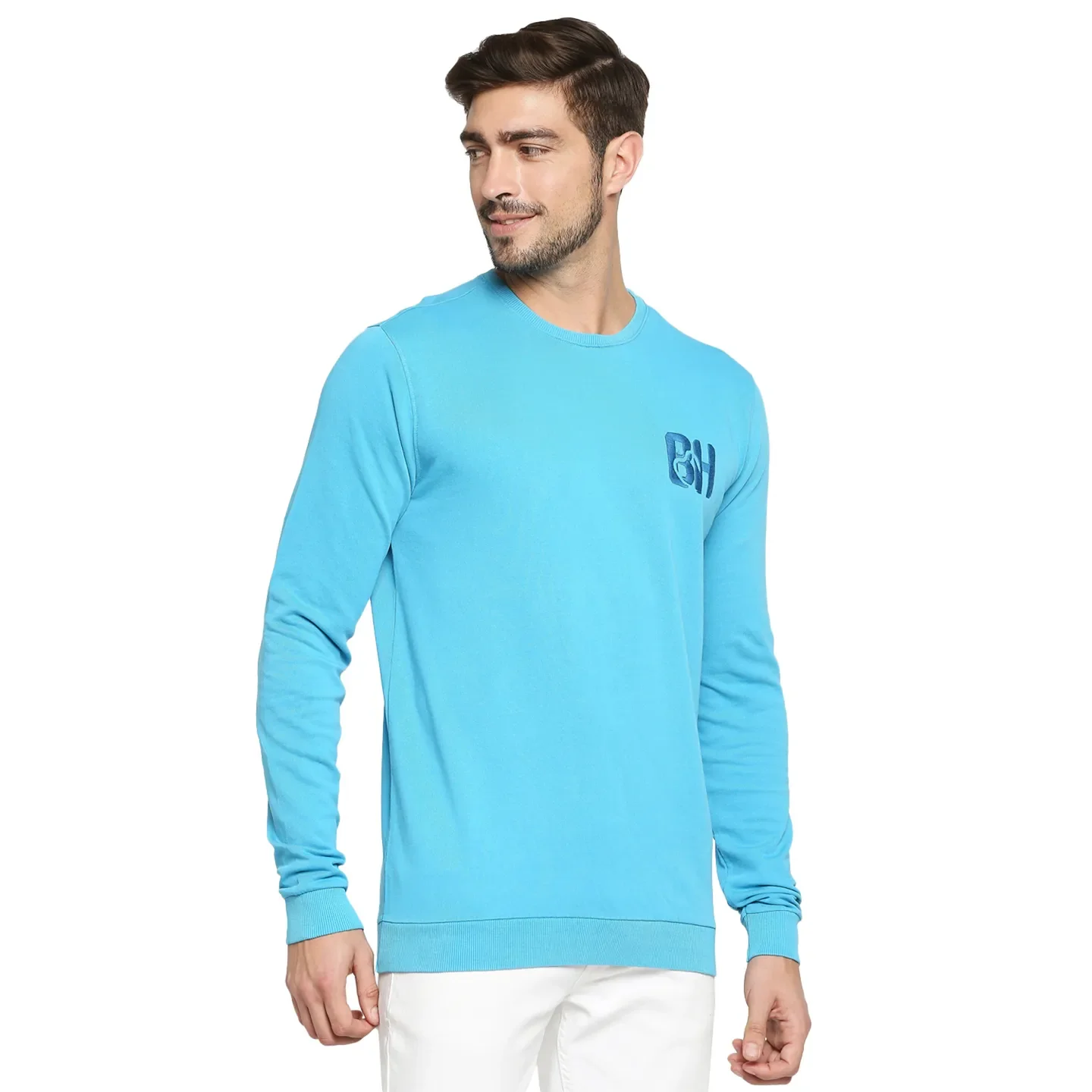 Blue Regular Fit Round Neck Men's Sweatshirt by Being Human Clothing - Image 3
