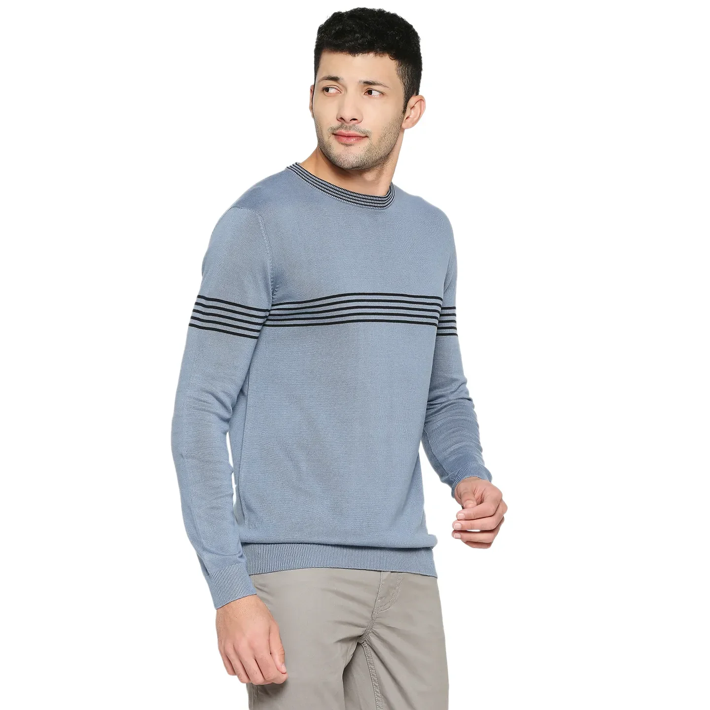 Blue Regular Fit Round Neck Long Sleeves Men's Sweatshirt by Being Human Clothing - Image 2