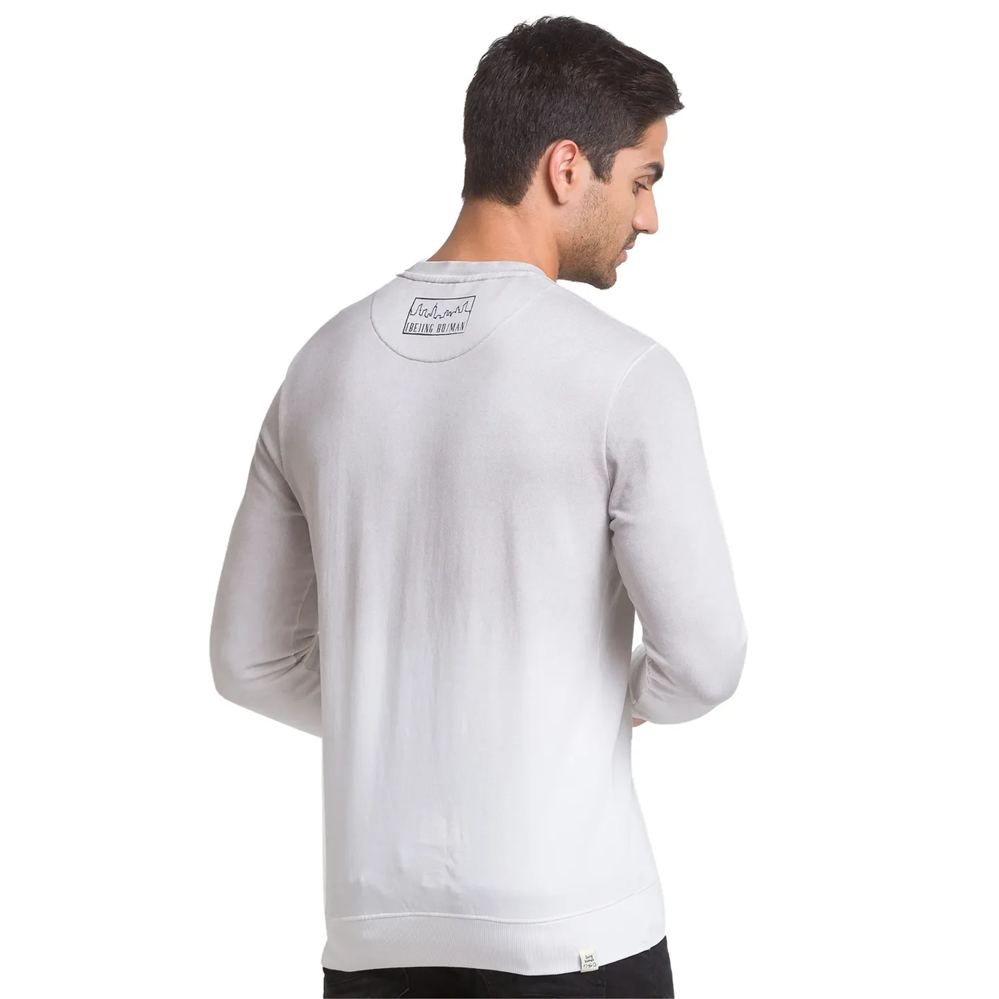 White Regular Fit Men's Sweatshirt by Being Human Clothing - Image 3