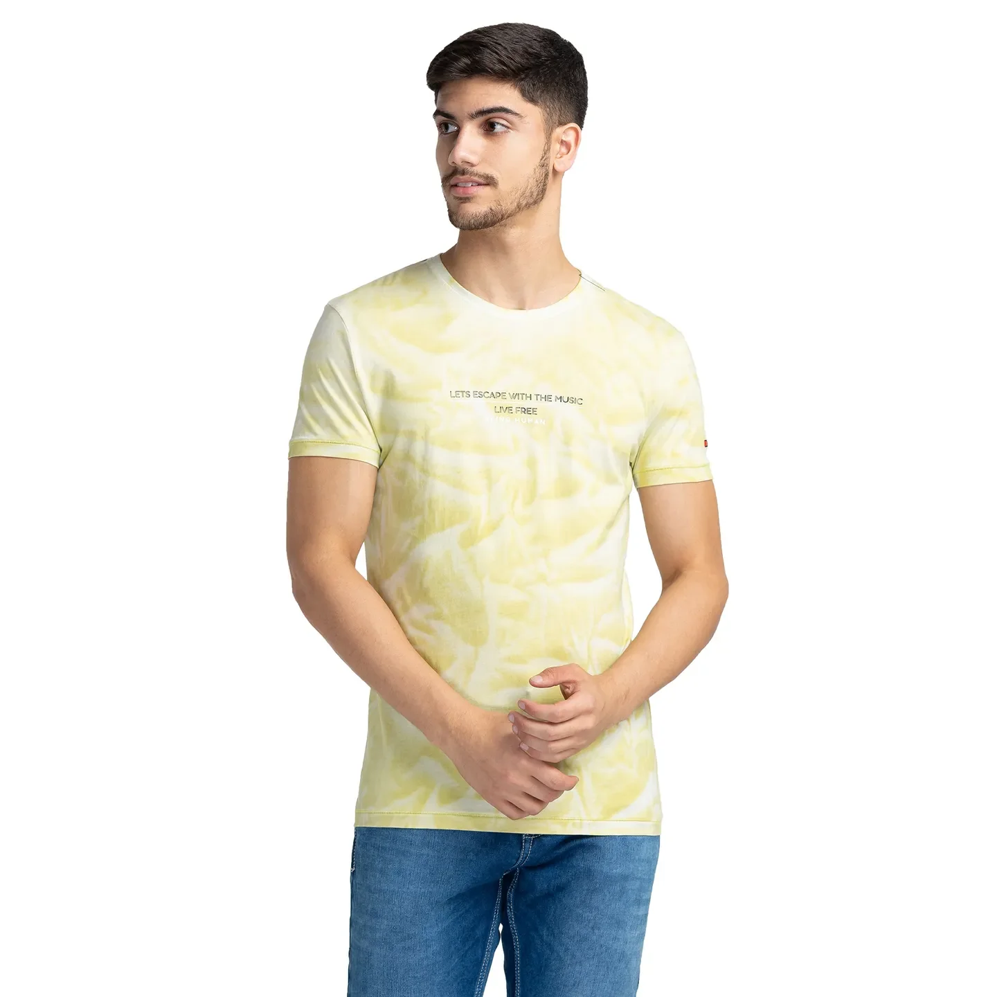 Acid Green Regular Fit Round Neck Men's T-Shirt by Being Human Clothing