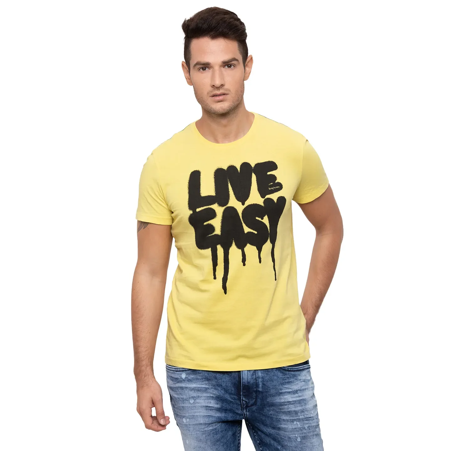 Yellow Regular Fit Men's T-Shirt by Being Human Clothing
