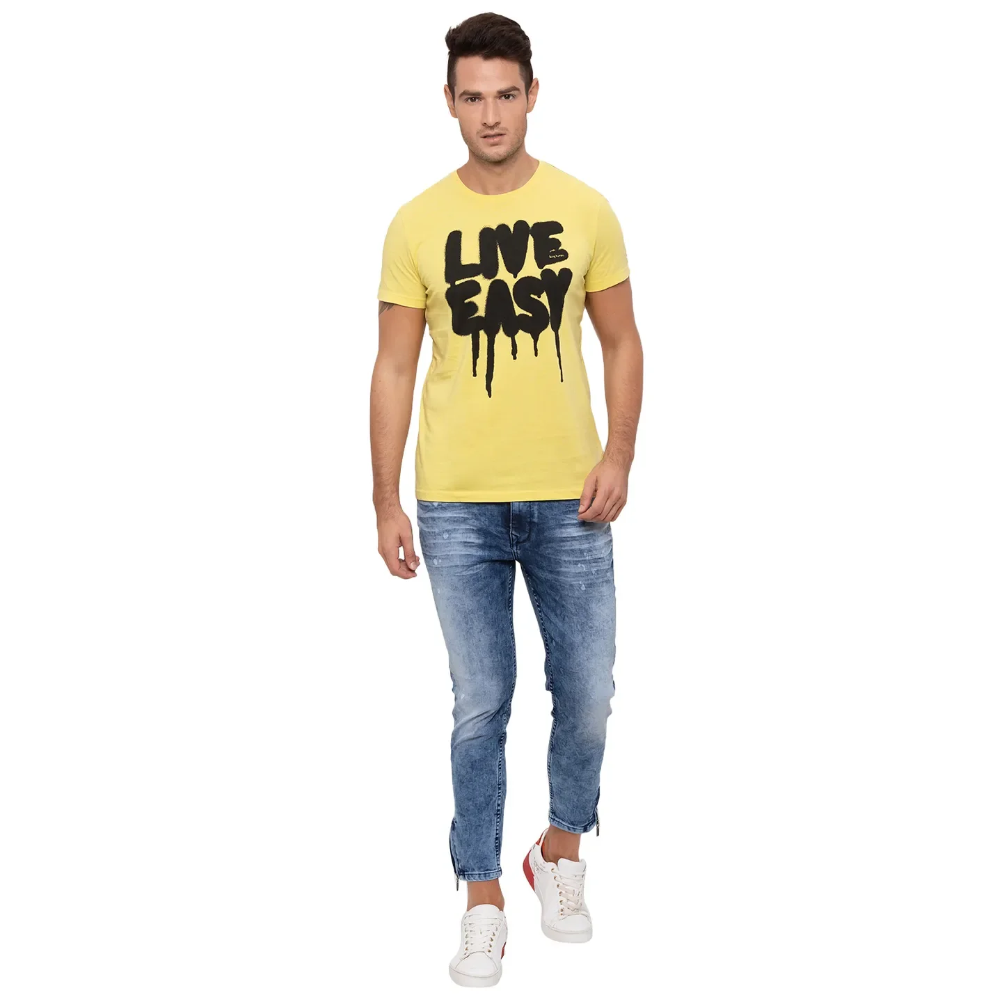 Yellow Regular Fit Men's T-Shirt by Being Human Clothing - Image 2