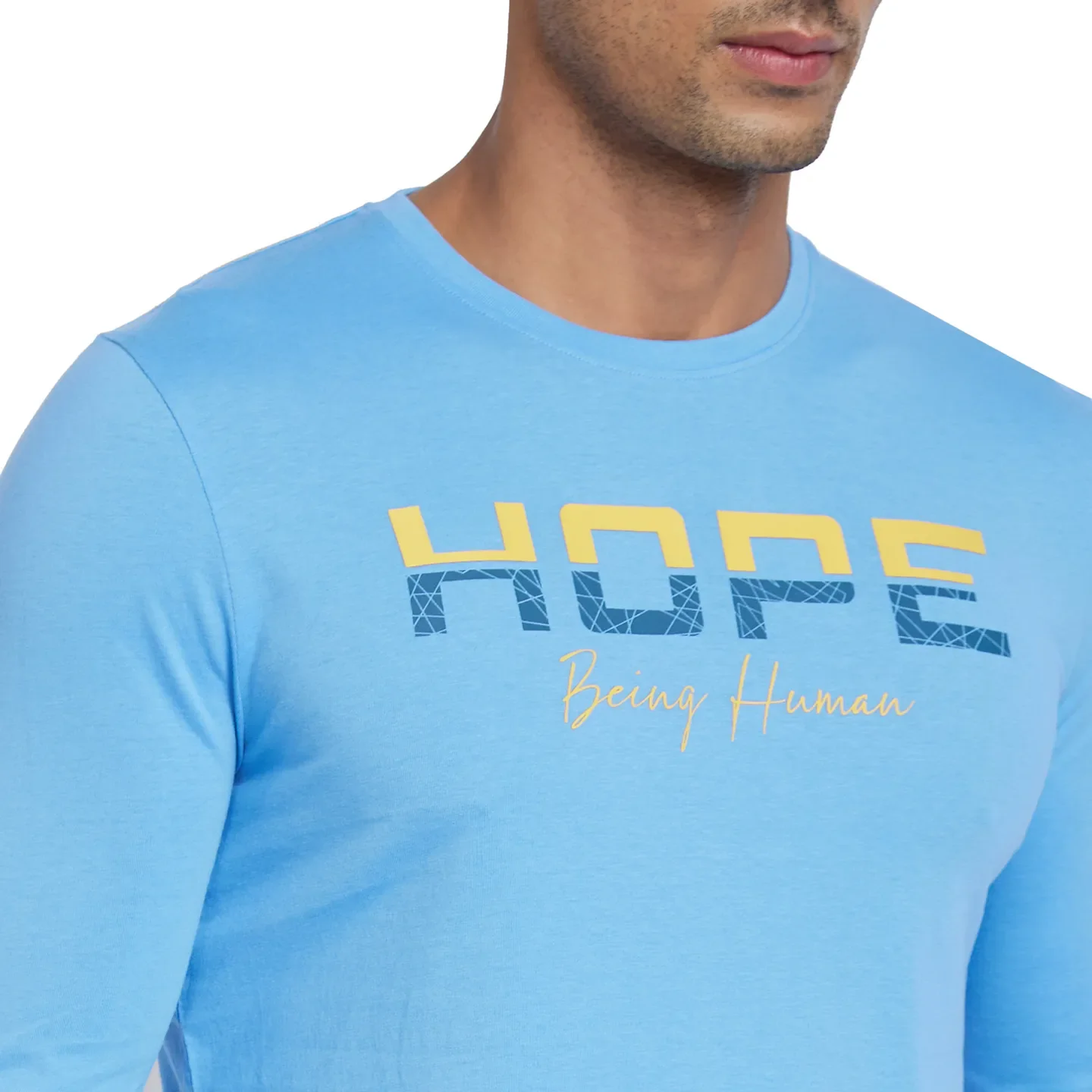 Blue Regular Fit Round Neck Men's T-Shirt by Being Human Clothing - Image 4