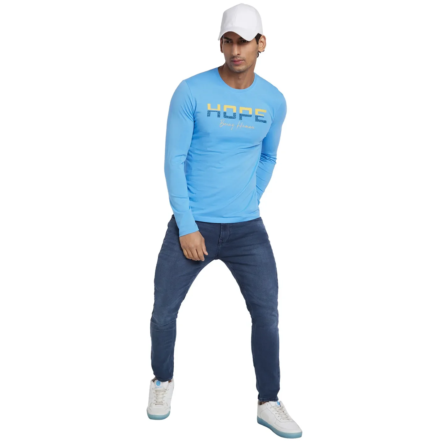Blue Regular Fit Round Neck Men's T-Shirt by Being Human Clothing - Image 6
