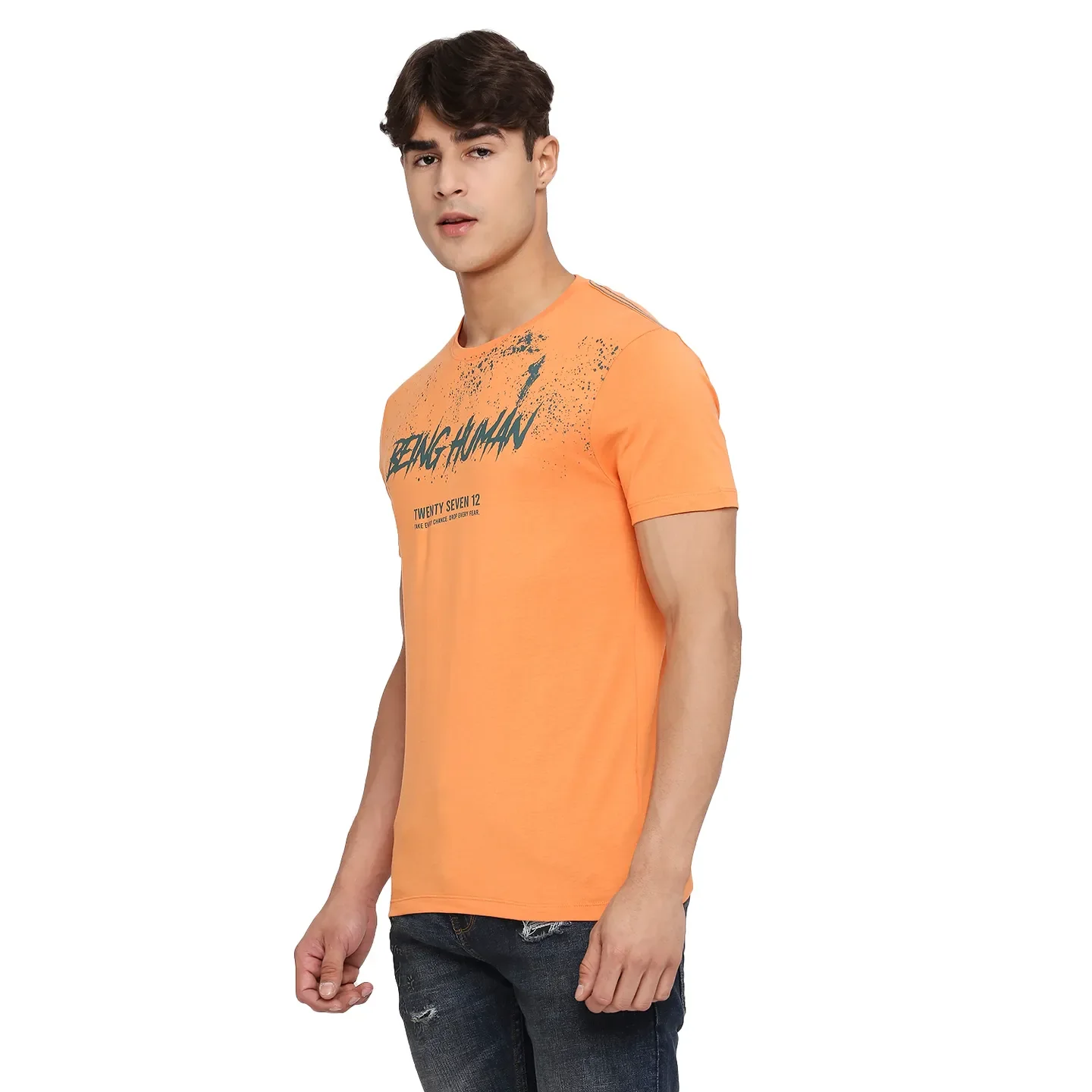Amber Glow Regular Fit Round Neck Men's T-Shirt by Being Human Clothing - Image 2