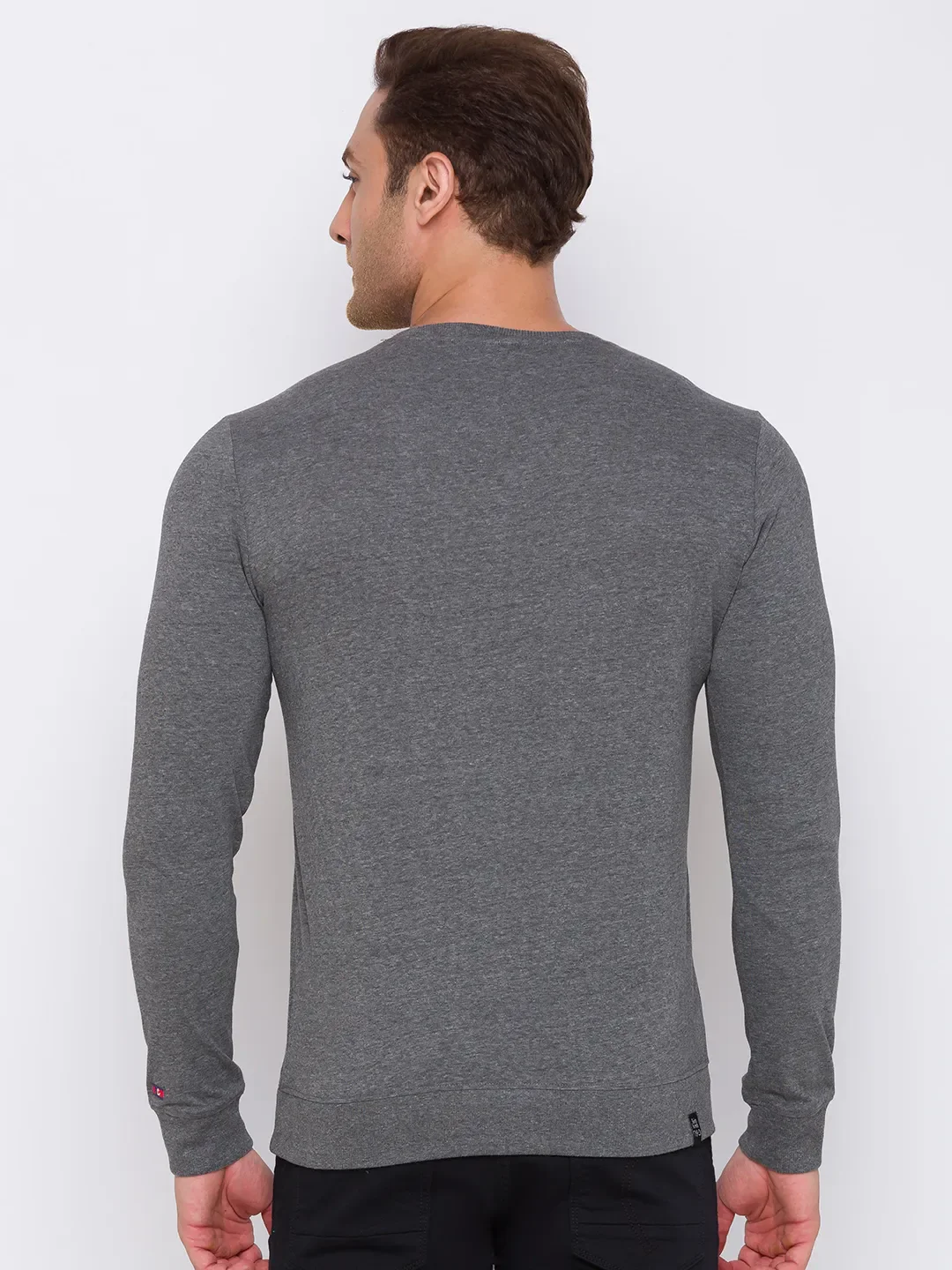 Grey Regular Fit Men's Long Sleeves T-Shirt by Being Human Clothing - Image 3