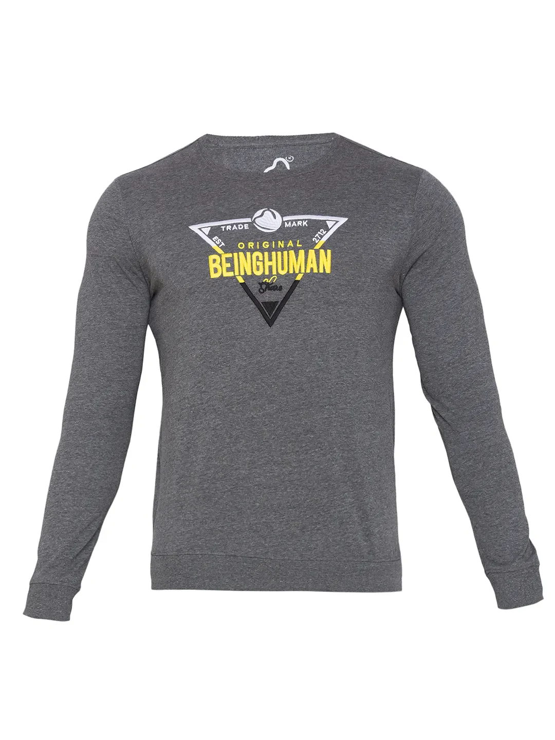 Grey Regular Fit Men's Long Sleeves T-Shirt by Being Human Clothing - Image 7