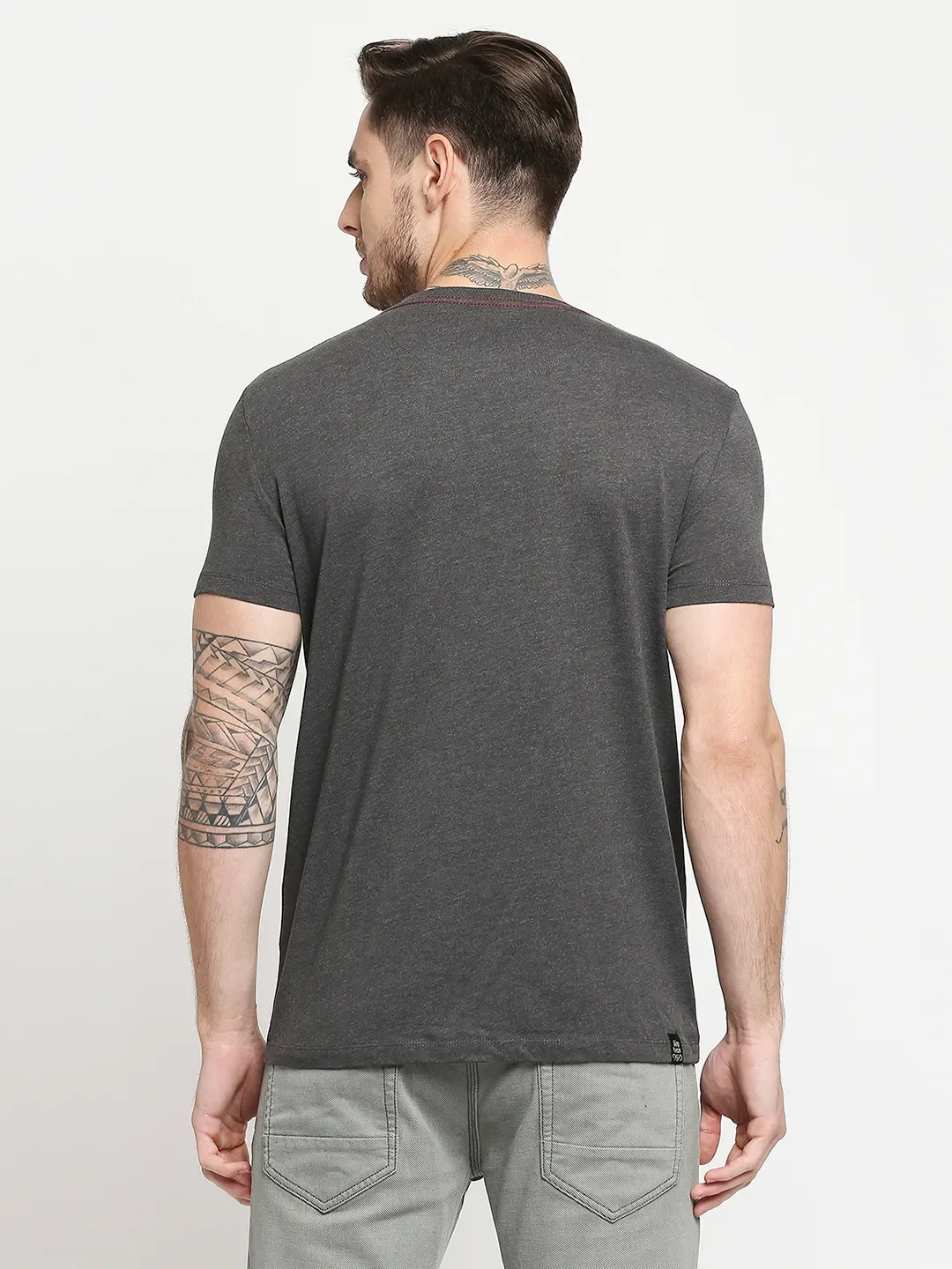 Grey Regular Fit Men's Short Sleeves T-Shirt by Being Human Clothing - Image 4