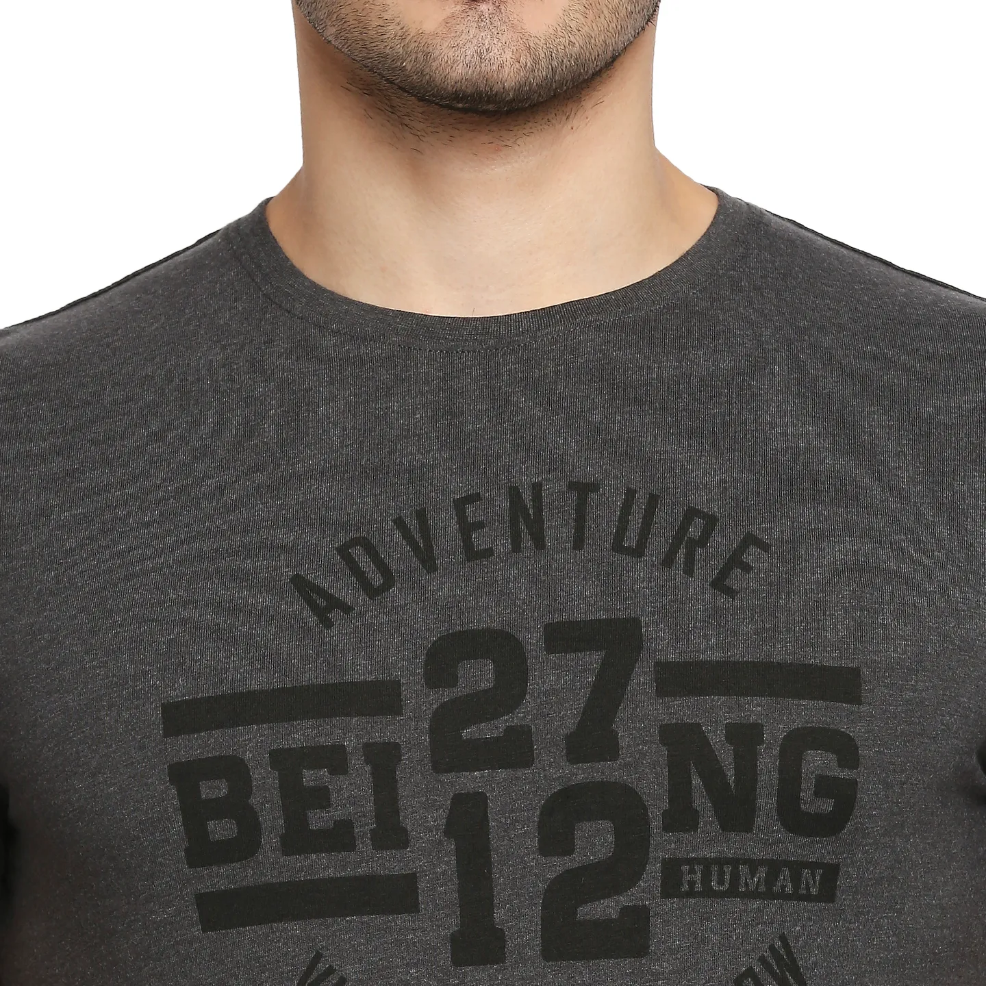 Grey Regular Fit Men's Short Sleeves T-Shirt by Being Human Clothing - Image 5