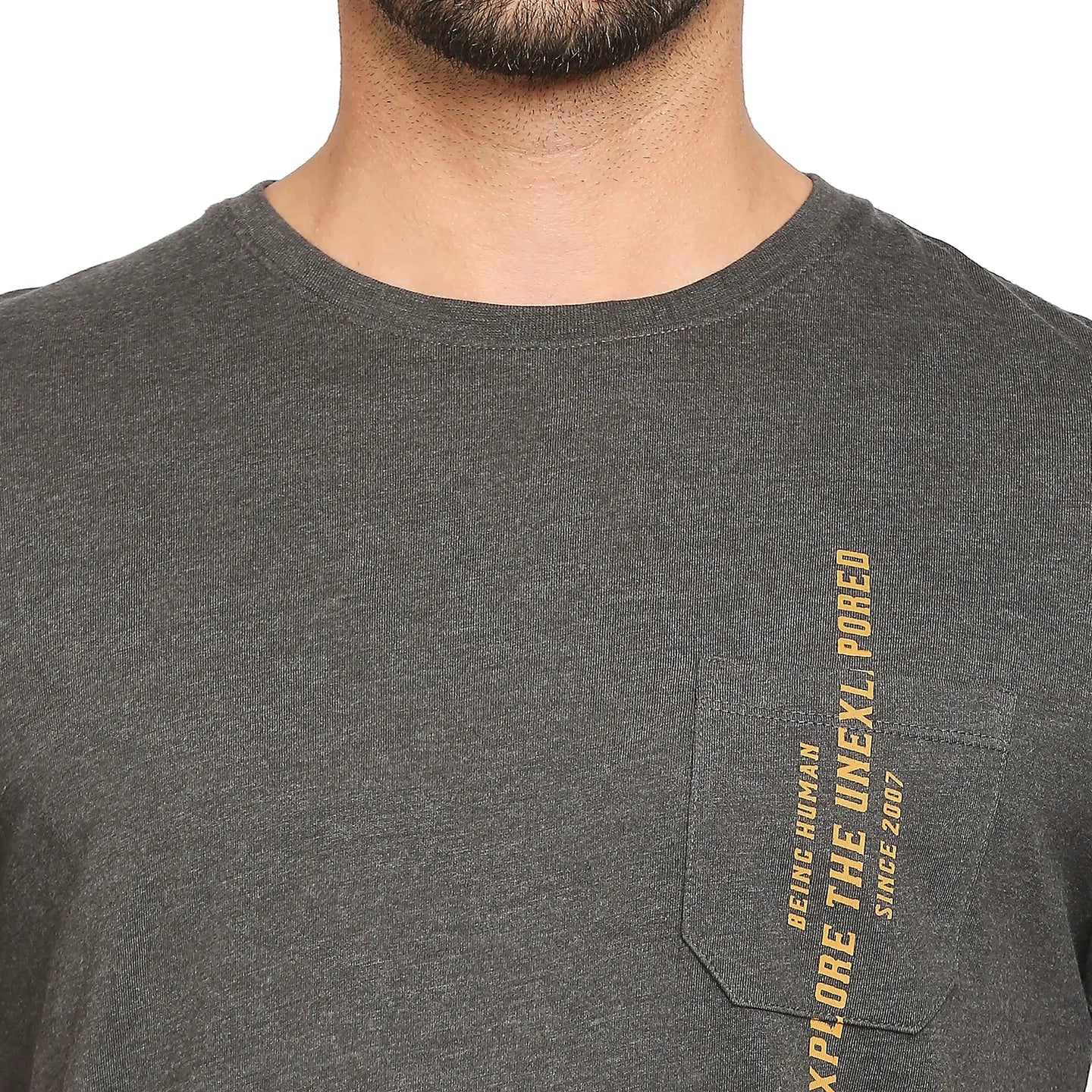 Grey Regular Fit Men's Short Sleeves T-Shirt by Being Human Clothing - Image 2