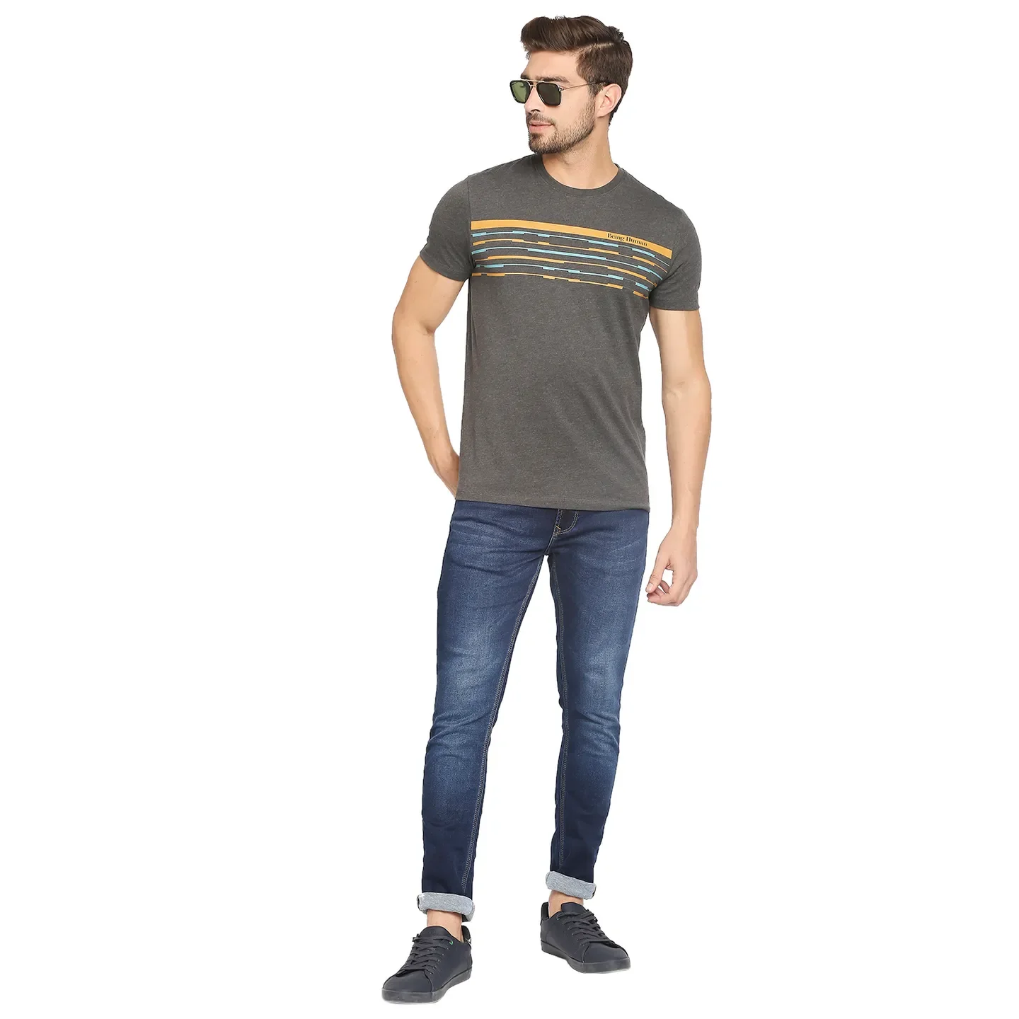 Grey Regular Fit Men's Short Sleeves T-Shirt by Being Human Clothing - Image 6