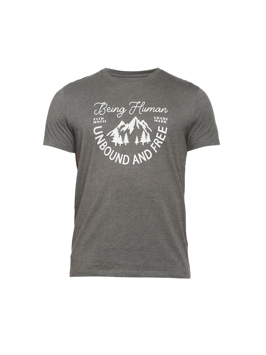 Grey Regular Fit Men's Short Sleeves T-Shirt by Being Human Clothing - Image 8