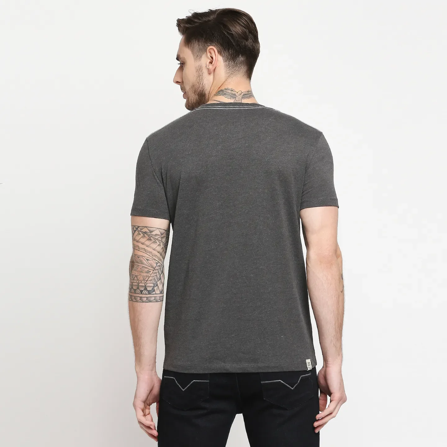 Grey Regular Fit Men's Short Sleeves T-Shirt by Being Human Clothing - Image 4