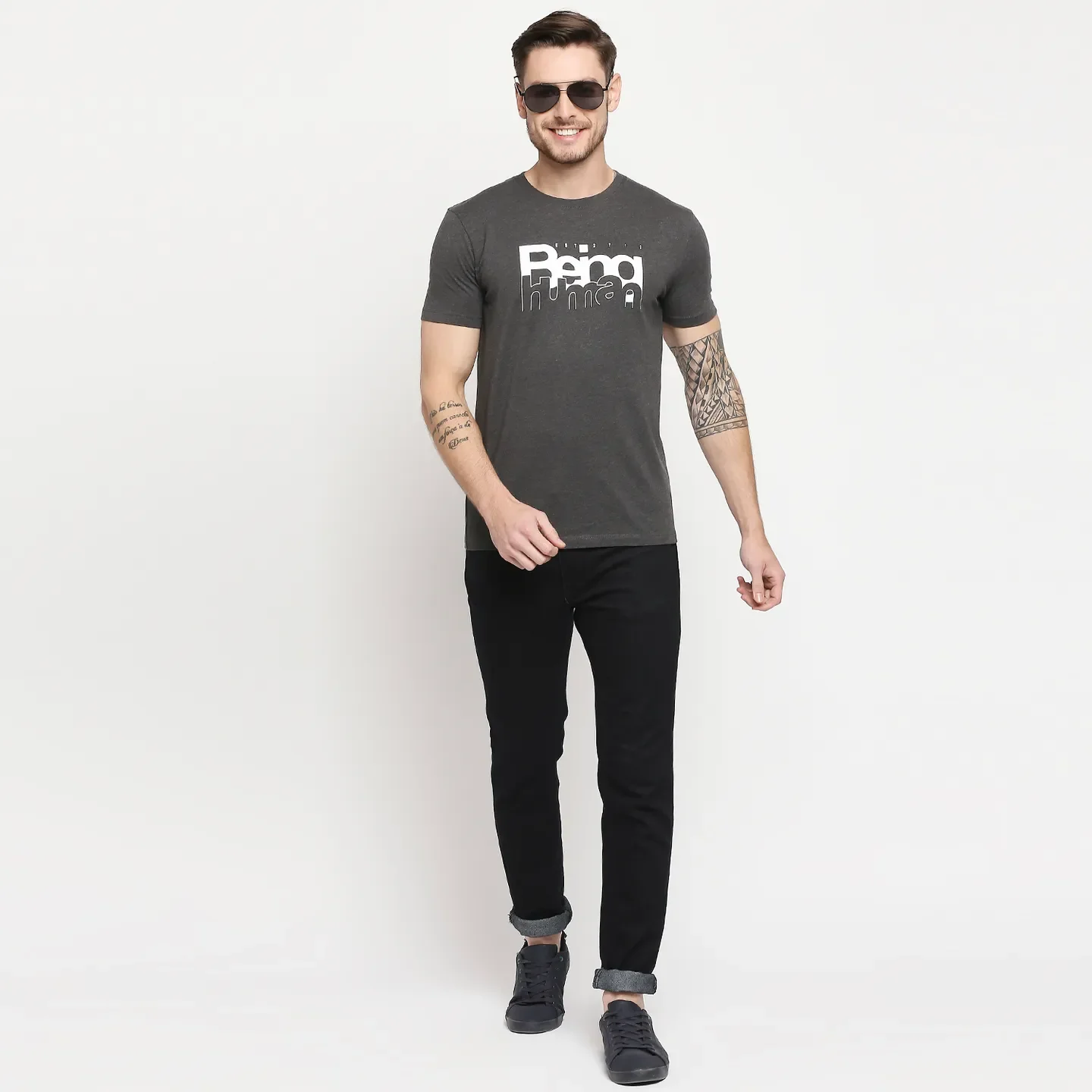Grey Regular Fit Men's Short Sleeves T-Shirt by Being Human Clothing - Image 6