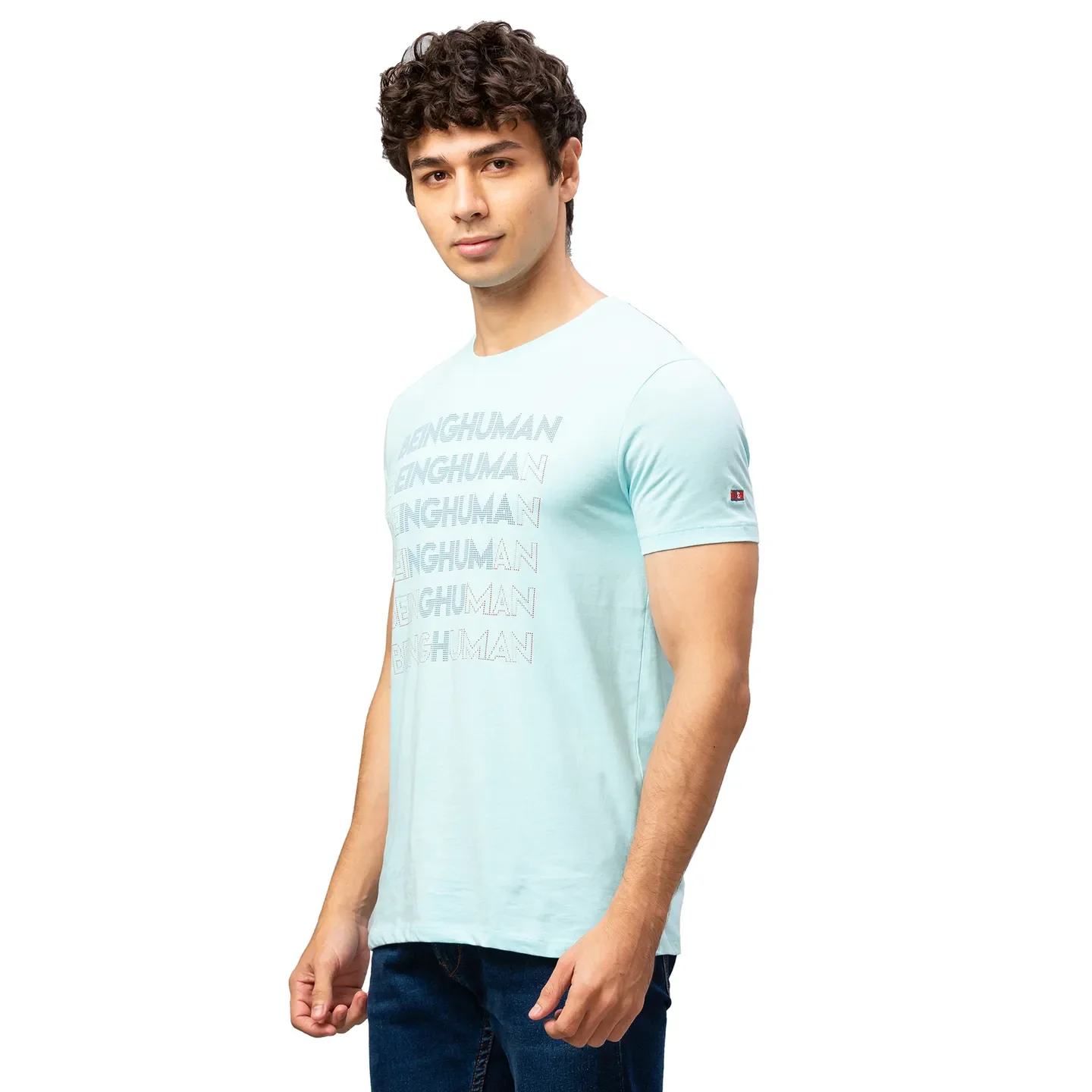 Blue Regular Fit Men's Short Sleeves T-Shirt by Being Human Clothing - Image 4