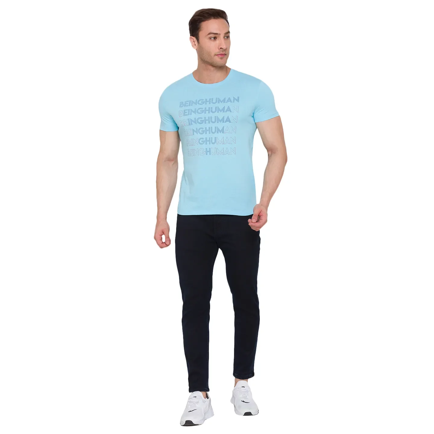 Blue Regular Fit Men's Short Sleeves T-Shirt by Being Human Clothing - Image 5