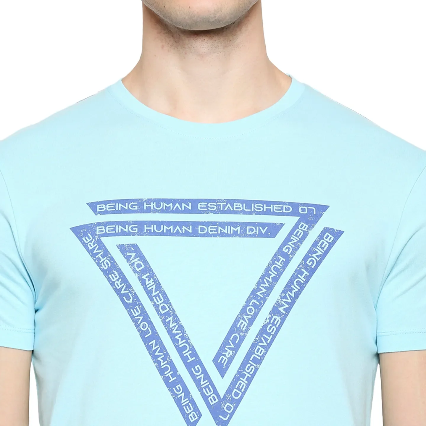 Blue Regular Fit Men's Short Sleeves T-Shirt by Being Human Clothing - Image 5
