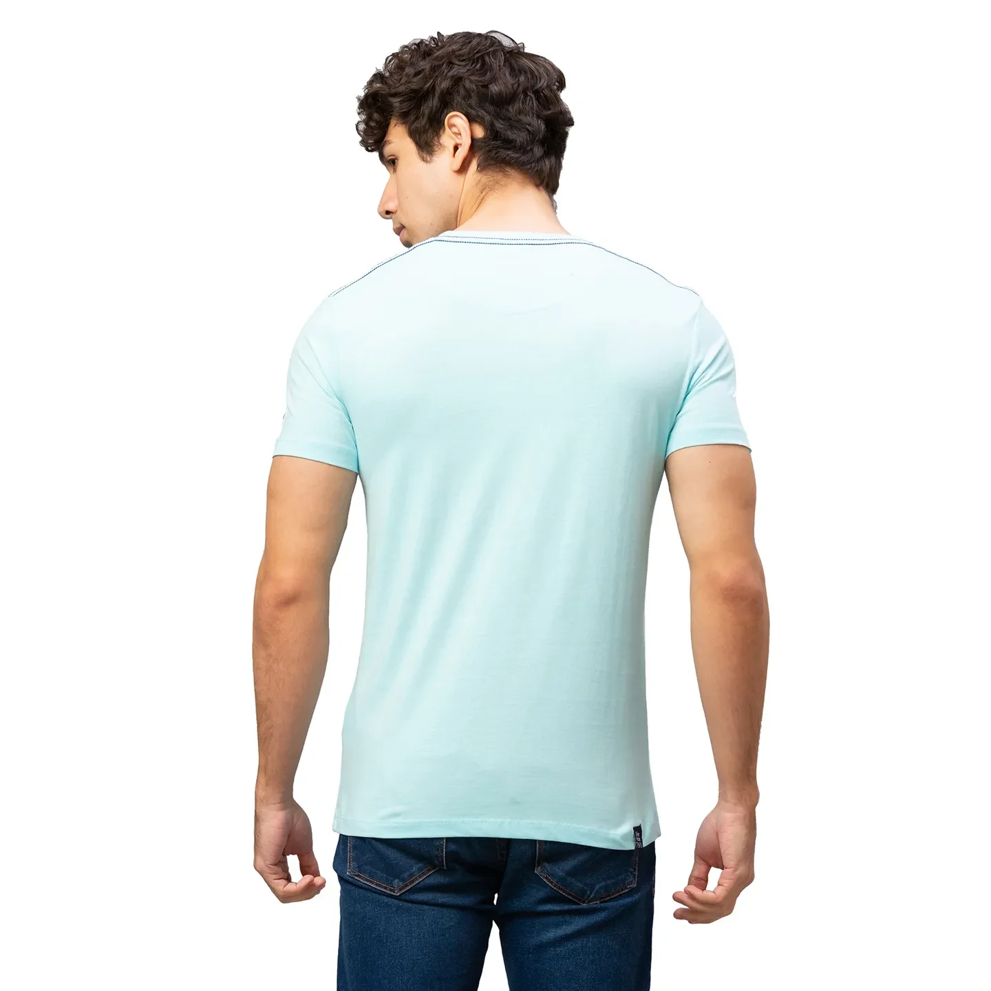 Blue Regular Fit Men's Short Sleeves T-Shirt by Being Human Clothing - Image 3