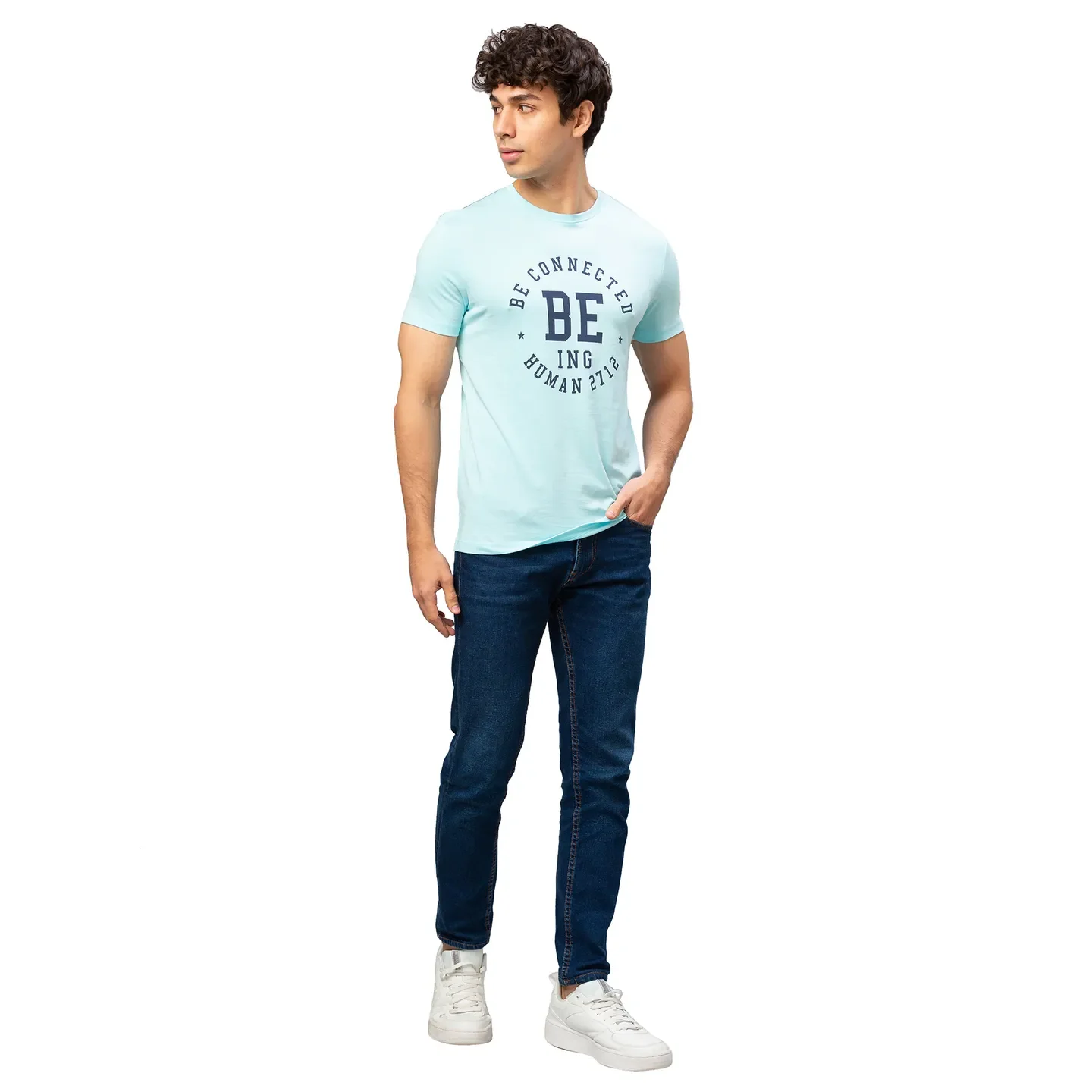 Blue Regular Fit Men's Short Sleeves T-Shirt by Being Human Clothing - Image 2