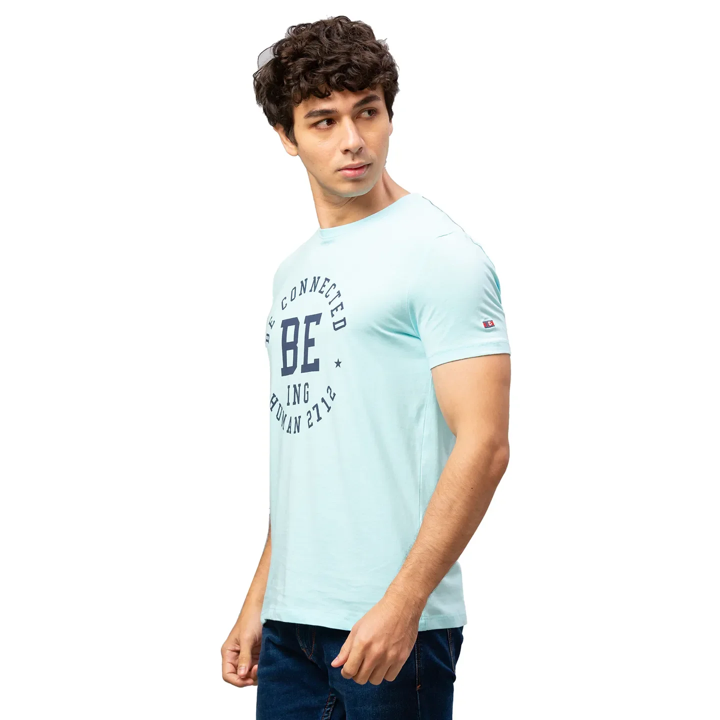 Blue Regular Fit Men's Short Sleeves T-Shirt by Being Human Clothing - Image 4