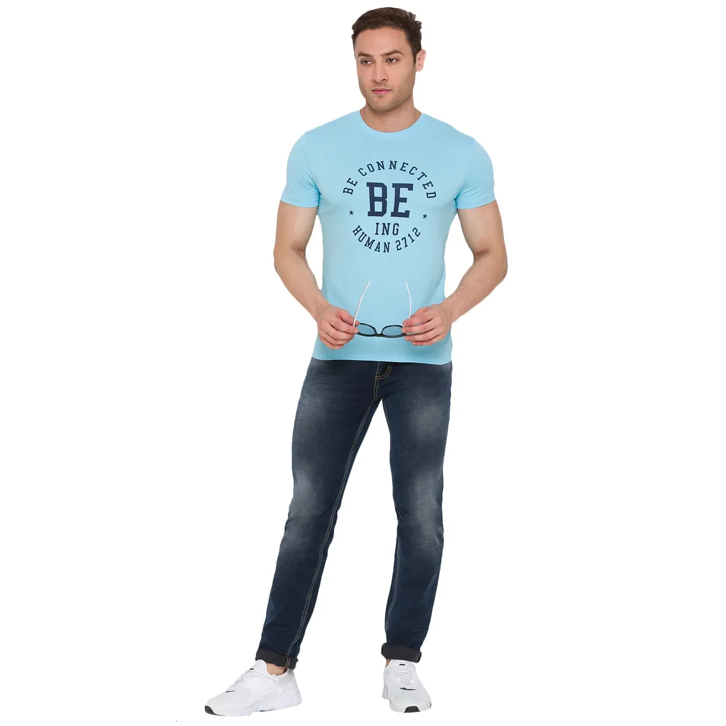 Blue Regular Fit Men's Short Sleeves T-Shirt by Being Human Clothing - Image 6