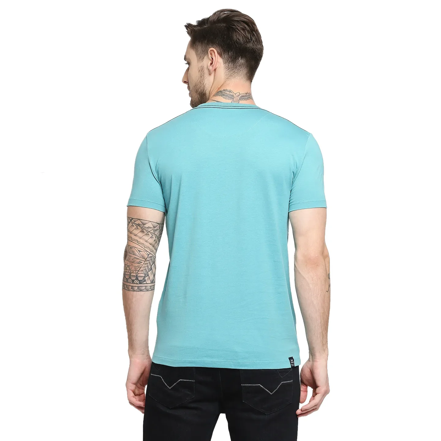 Blue Regular Fit Men's Short Sleeves T-Shirt by Being Human Clothing - Image 4