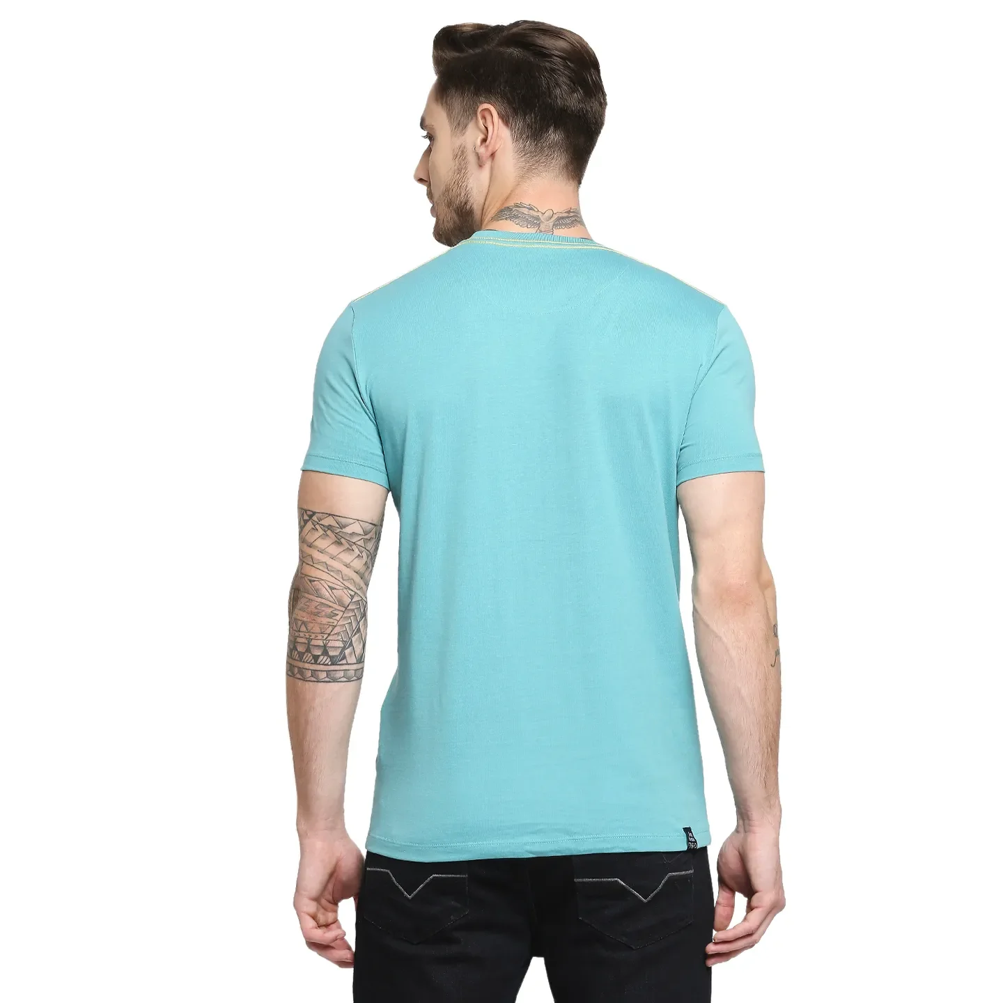 Blue Regular Fit Men's Short Sleeves T-Shirt by Being Human Clothing - Image 4