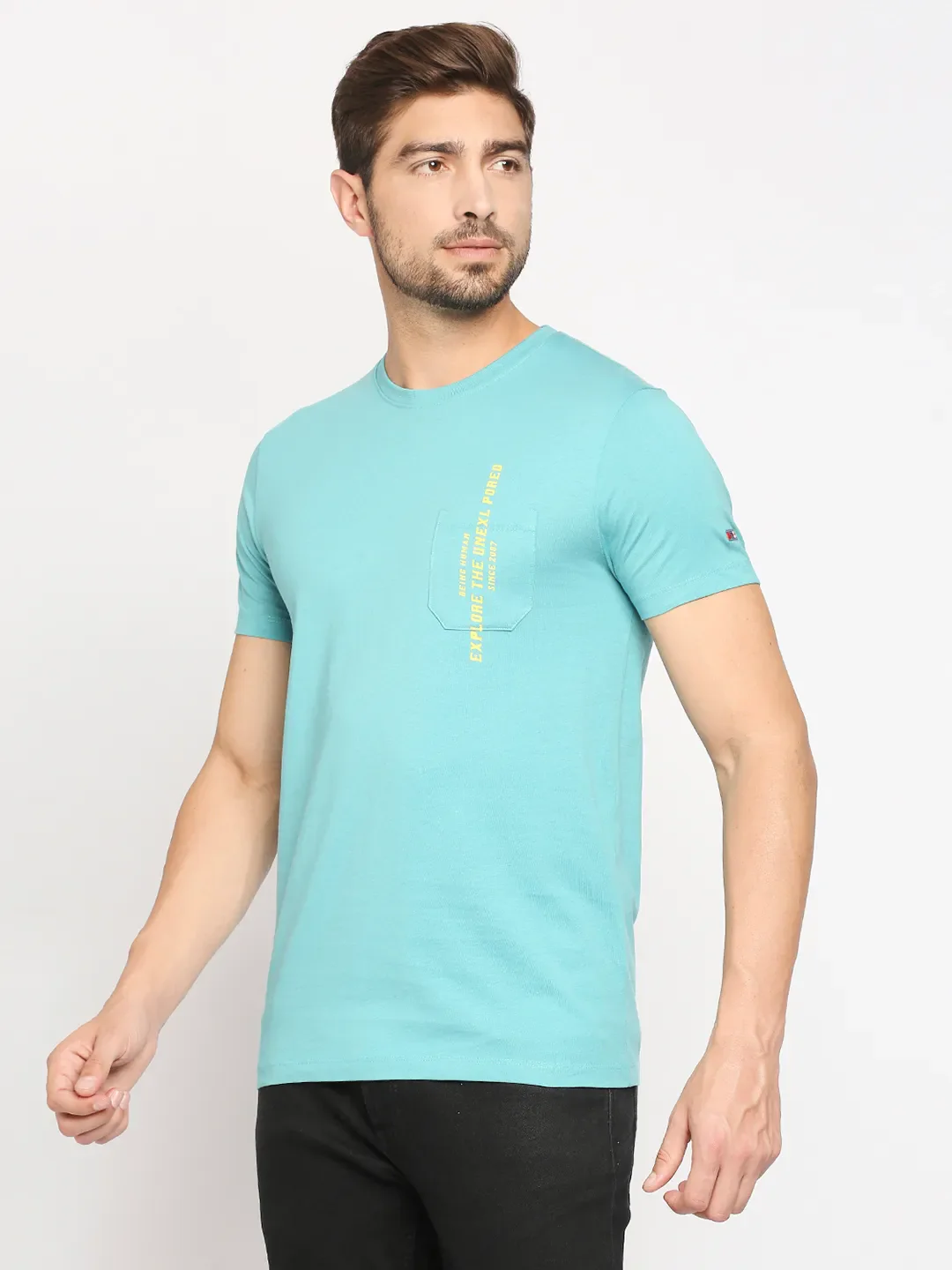 Blue Regular Fit Men's Short Sleeves T-Shirt by Being Human Clothing - Image 2