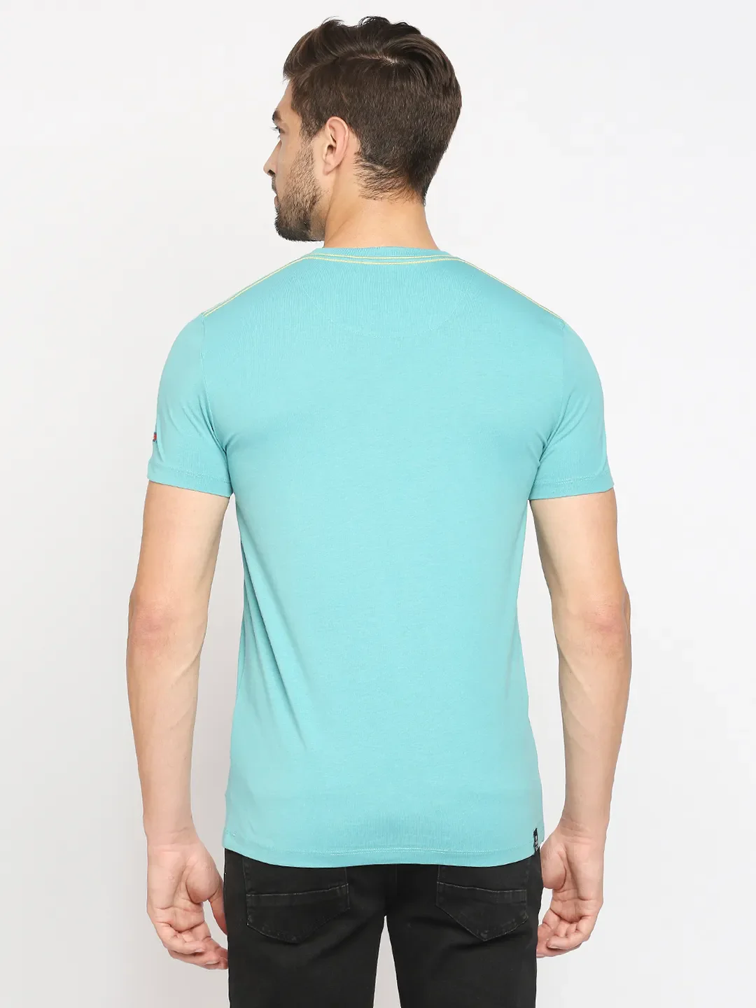Blue Regular Fit Men's Short Sleeves T-Shirt by Being Human Clothing - Image 4
