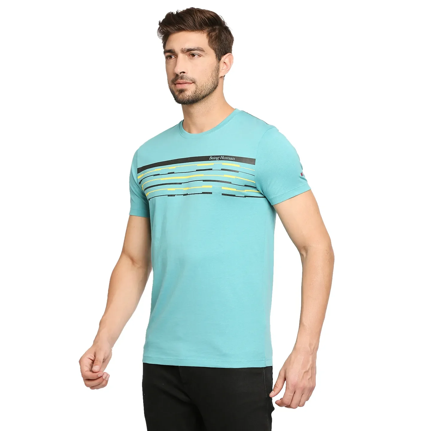 Blue Regular Fit Men's Short Sleeves T-Shirt by Being Human Clothing - Image 3