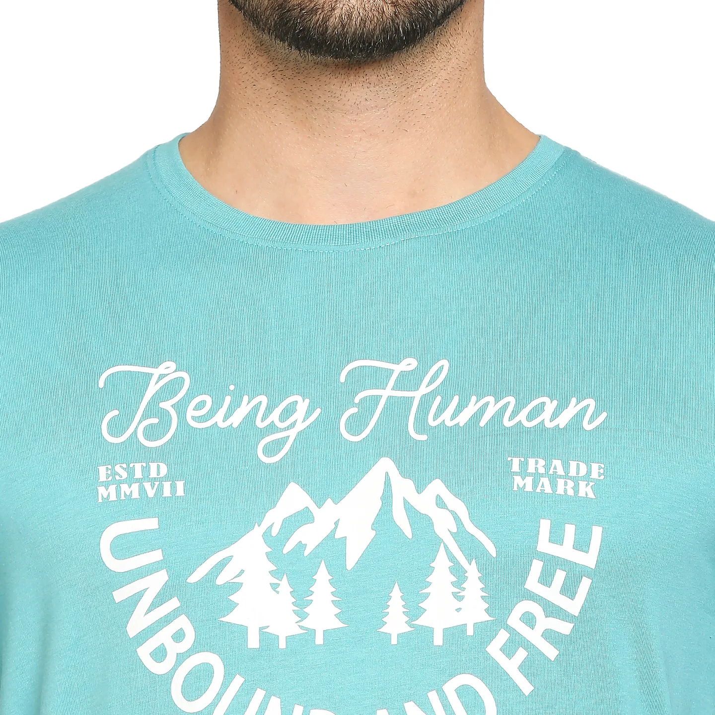 Blue Regular Fit Men's Short Sleeves T-Shirt by Being Human Clothing - Image 2