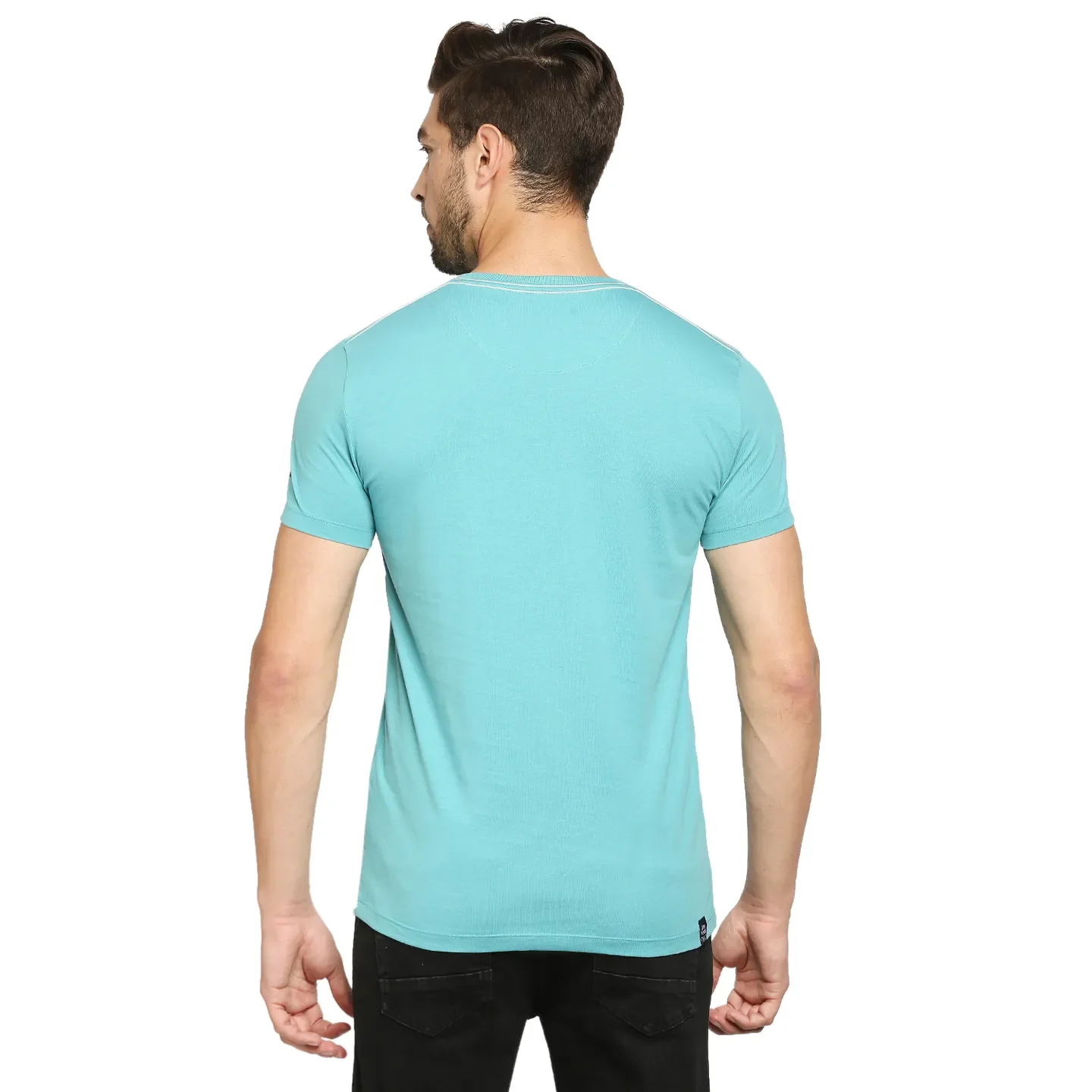 Blue Regular Fit Men's Short Sleeves T-Shirt by Being Human Clothing - Image 4