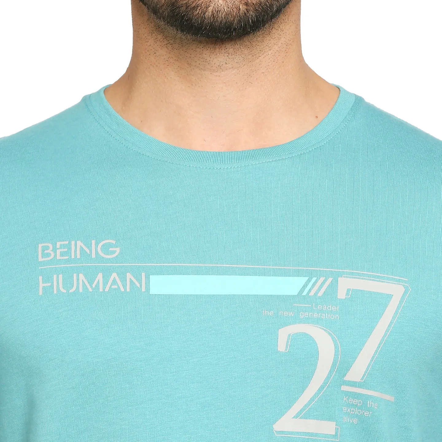 Blue Regular Fit Men's Short Sleeves T-Shirt by Being Human Clothing - Image 2