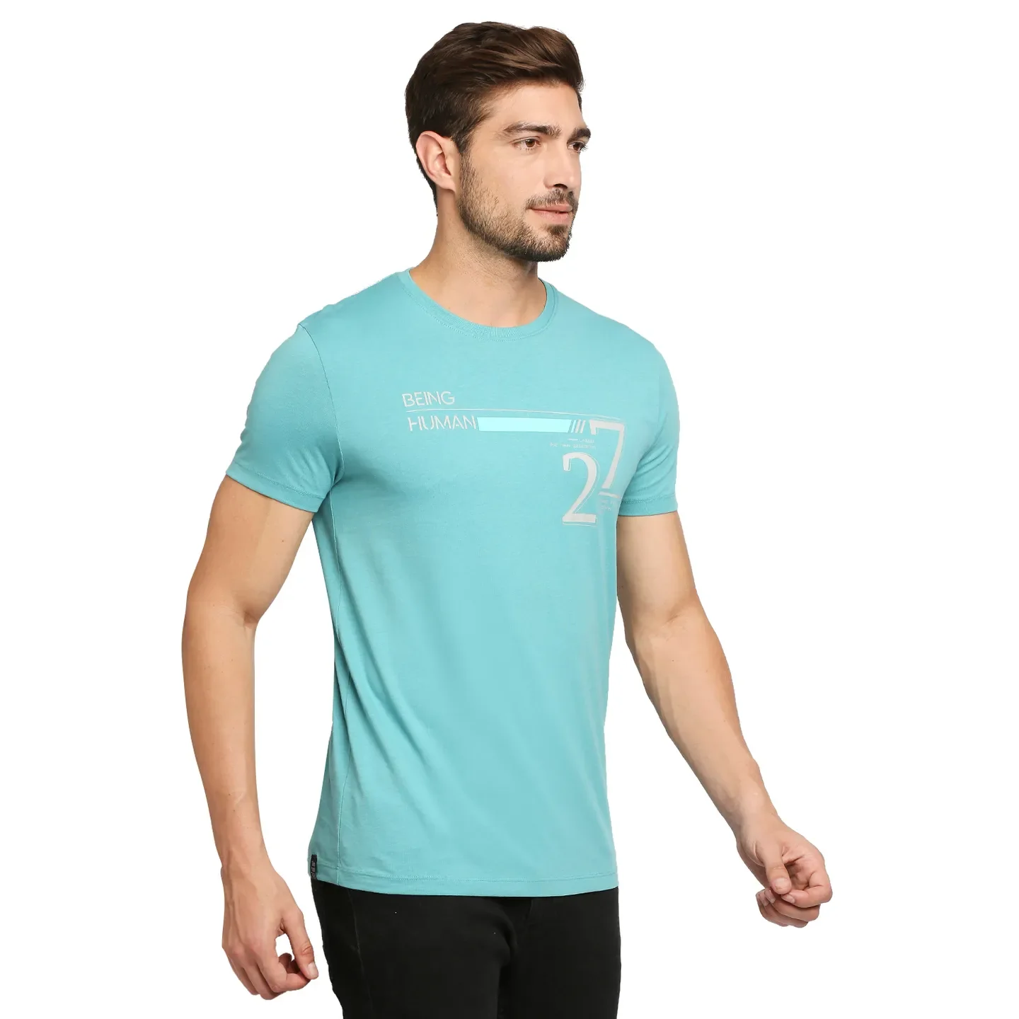 Blue Regular Fit Men's Short Sleeves T-Shirt by Being Human Clothing - Image 5