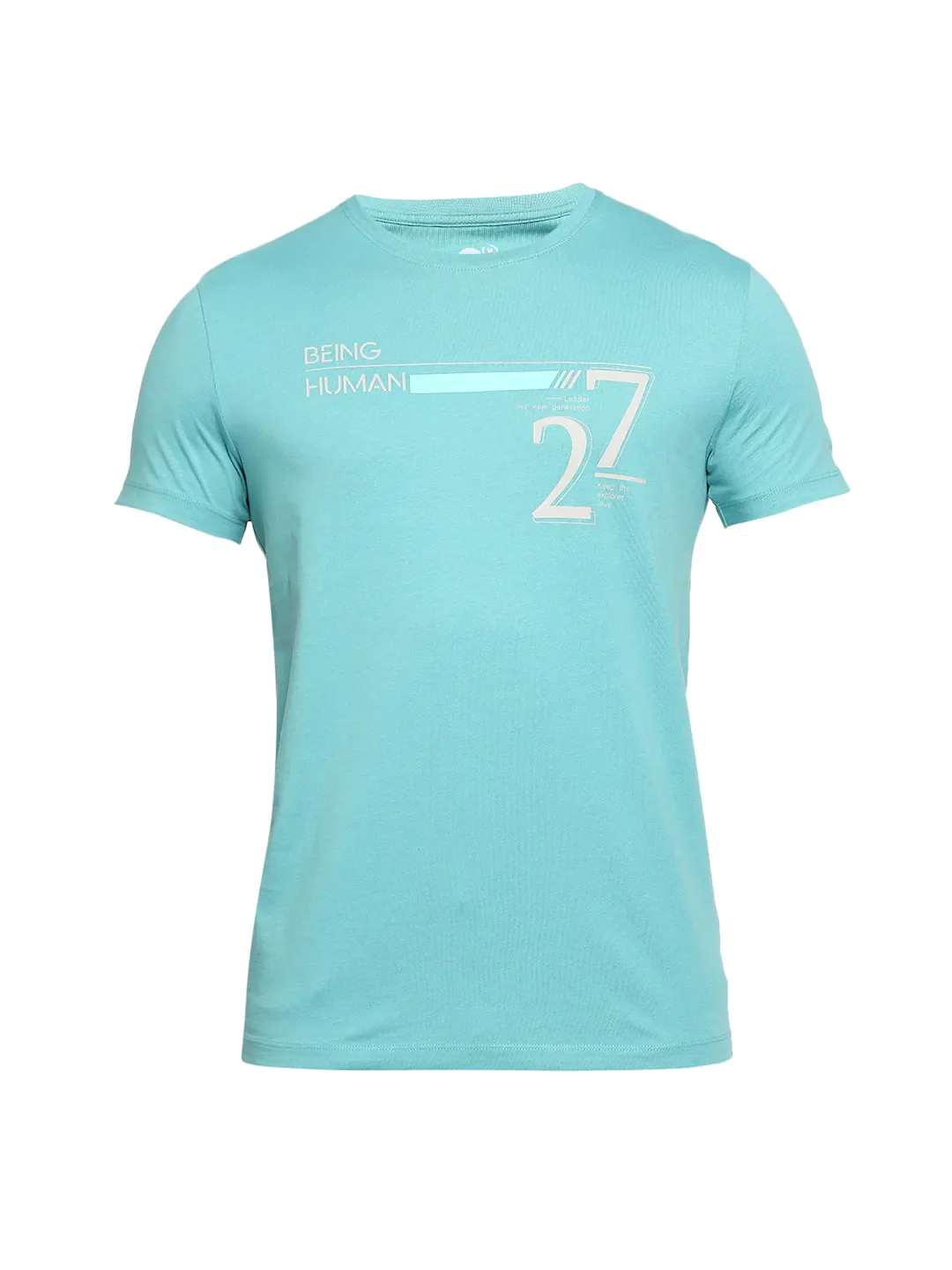Blue Regular Fit Men's Short Sleeves T-Shirt by Being Human Clothing - Image 7