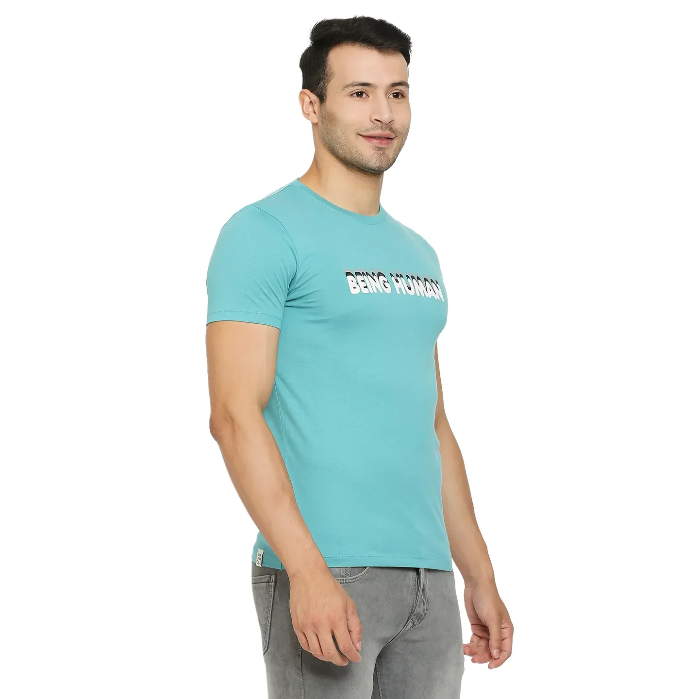 Blue Regular Fit Men's Short Sleeves T-Shirt by Being Human Clothing - Image 3