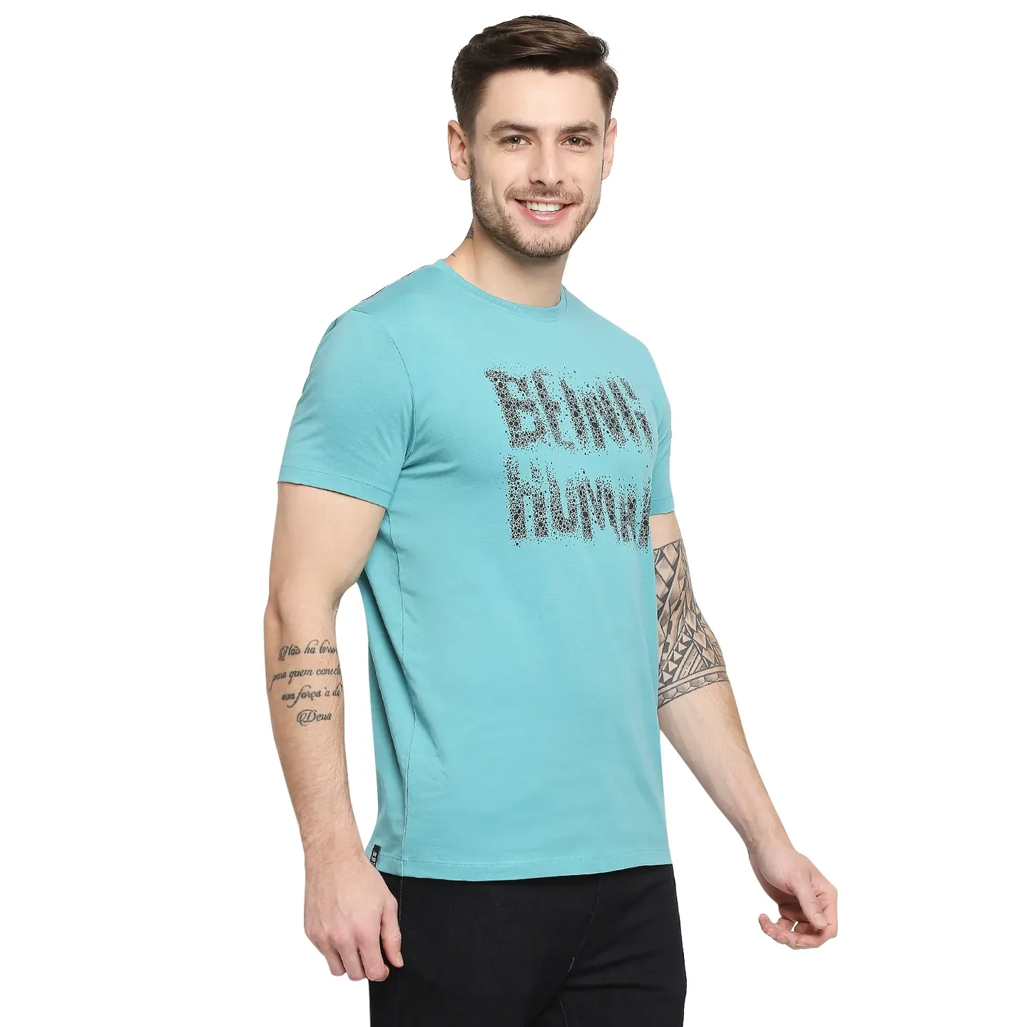 Blue Regular Fit Men's Short Sleeves T-Shirt by Being Human Clothing - Image 5