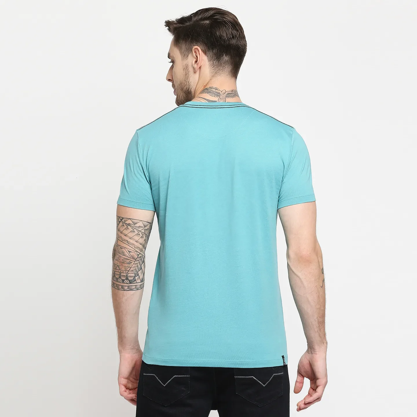Blue Regular Fit Men's Short Sleeves T-Shirt by Being Human Clothing - Image 6