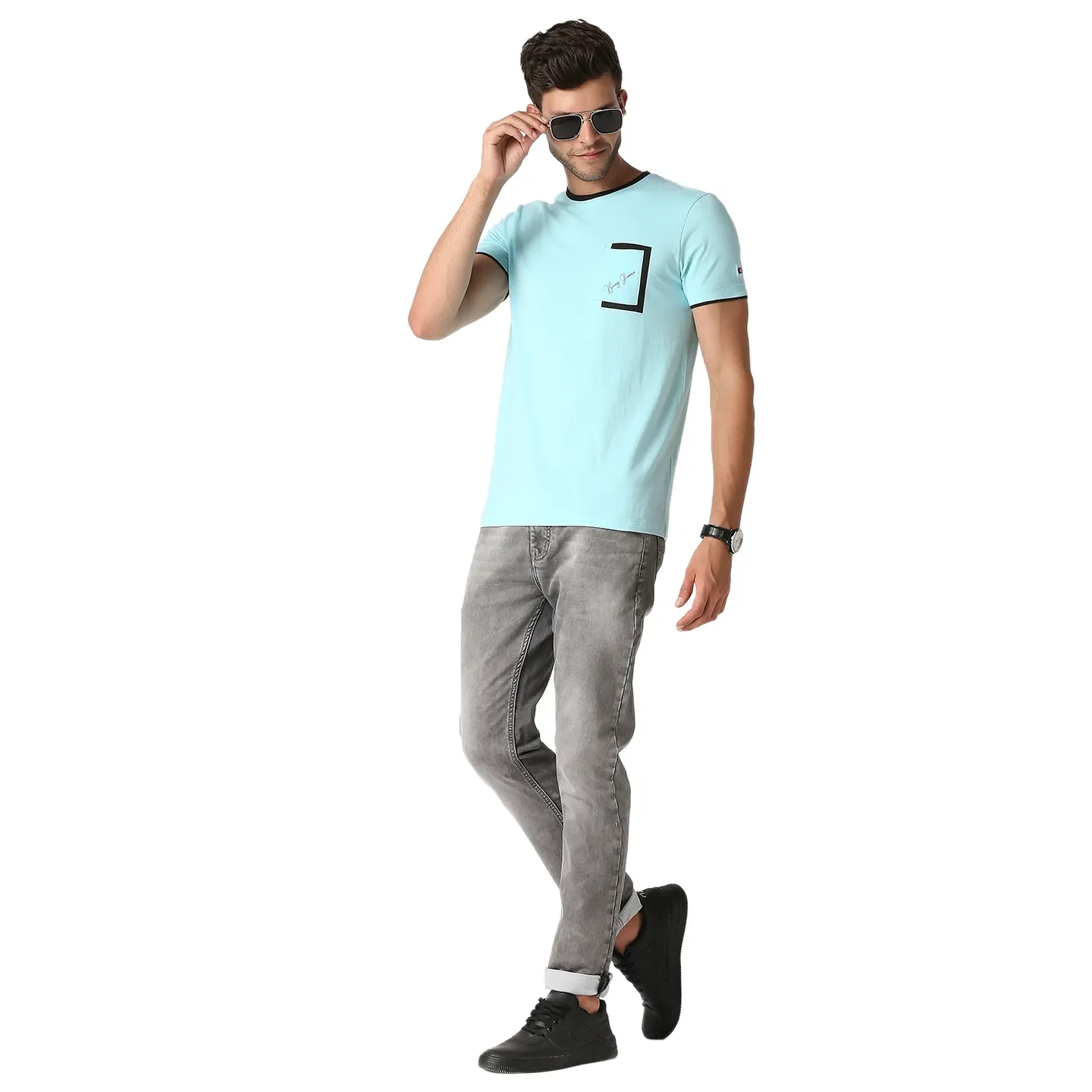 Blue Regular Fit Men's Short Sleeves T-Shirt by Being Human Clothing - Image 5