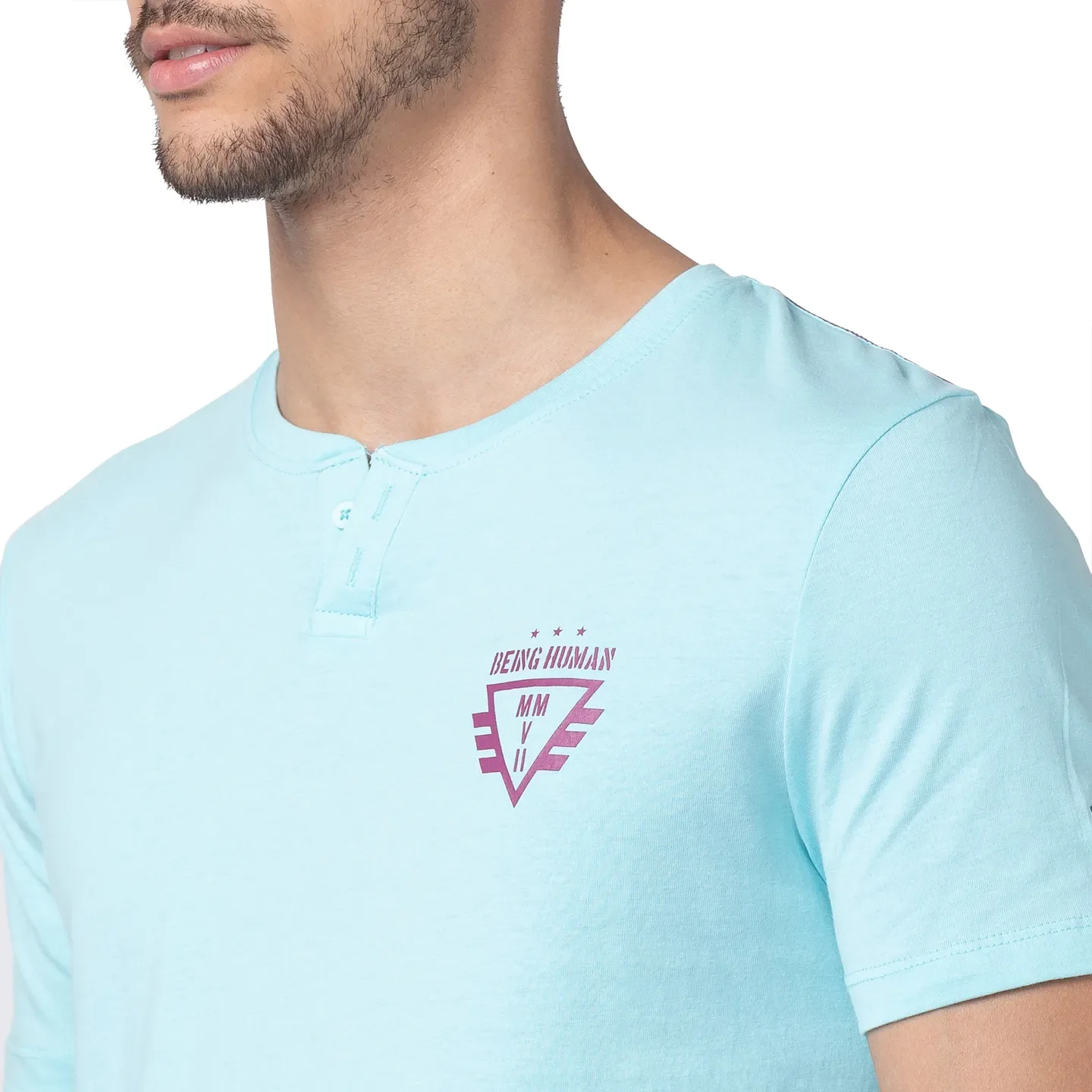 Blue Regular Fit Men's Short Sleeves T-Shirt by Being Human Clothing - Image 4