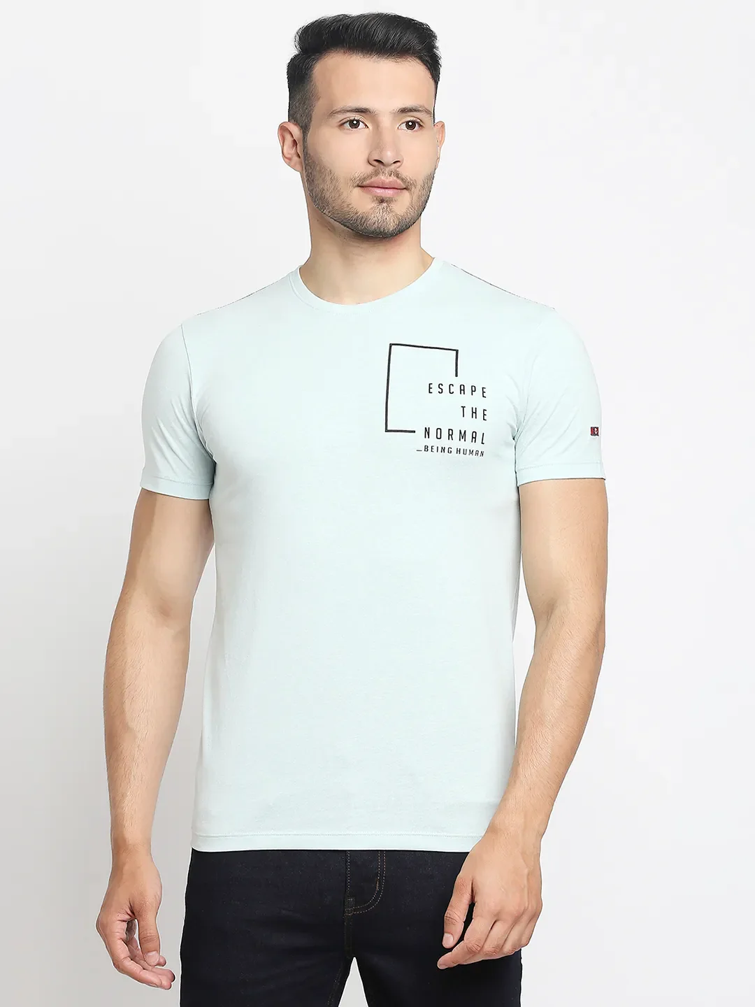 Grey Regular Fit Men's Short Sleeves T-Shirt by Being Human Clothing
