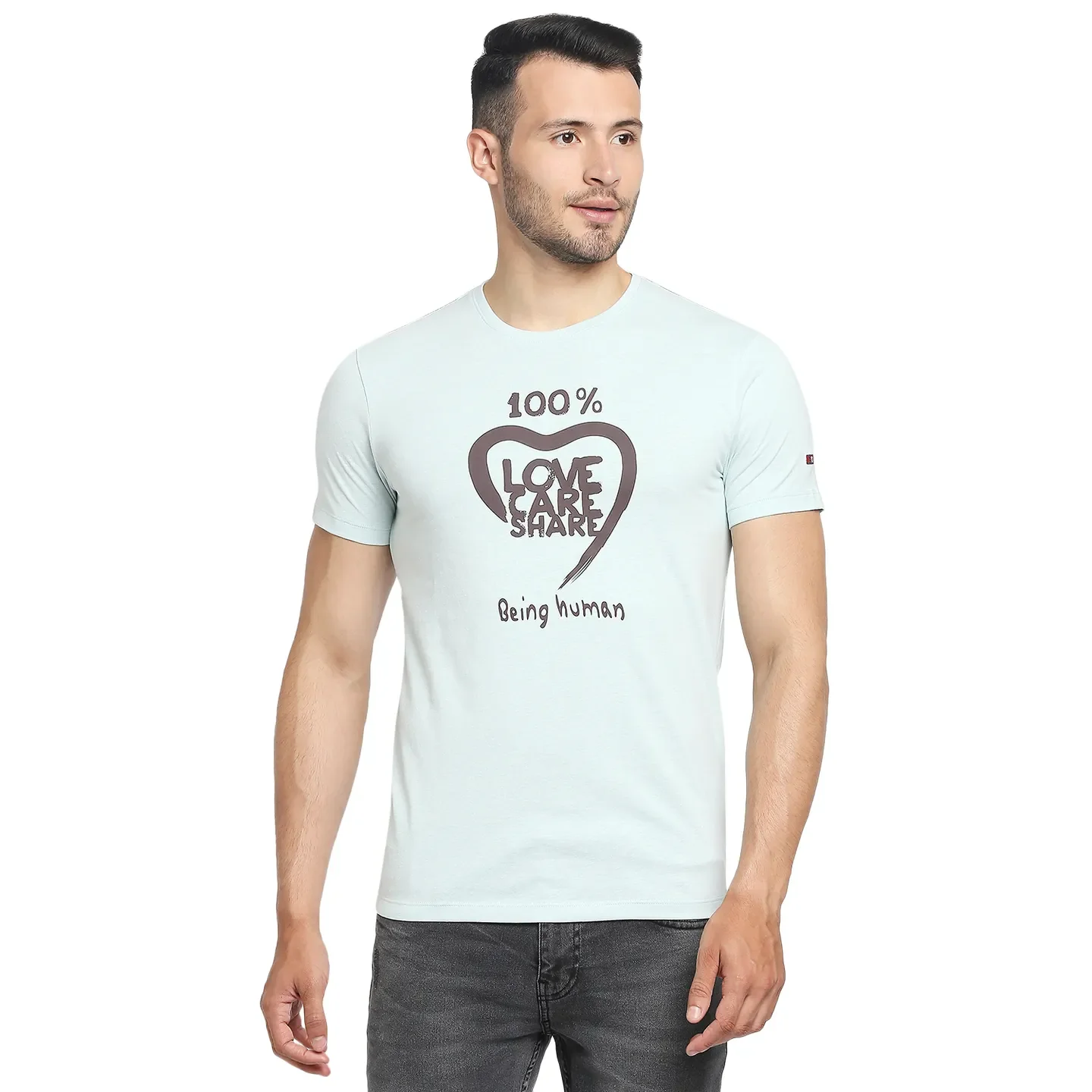 Grey Regular Fit Men's Short Sleeves T-Shirt by Being Human Clothing