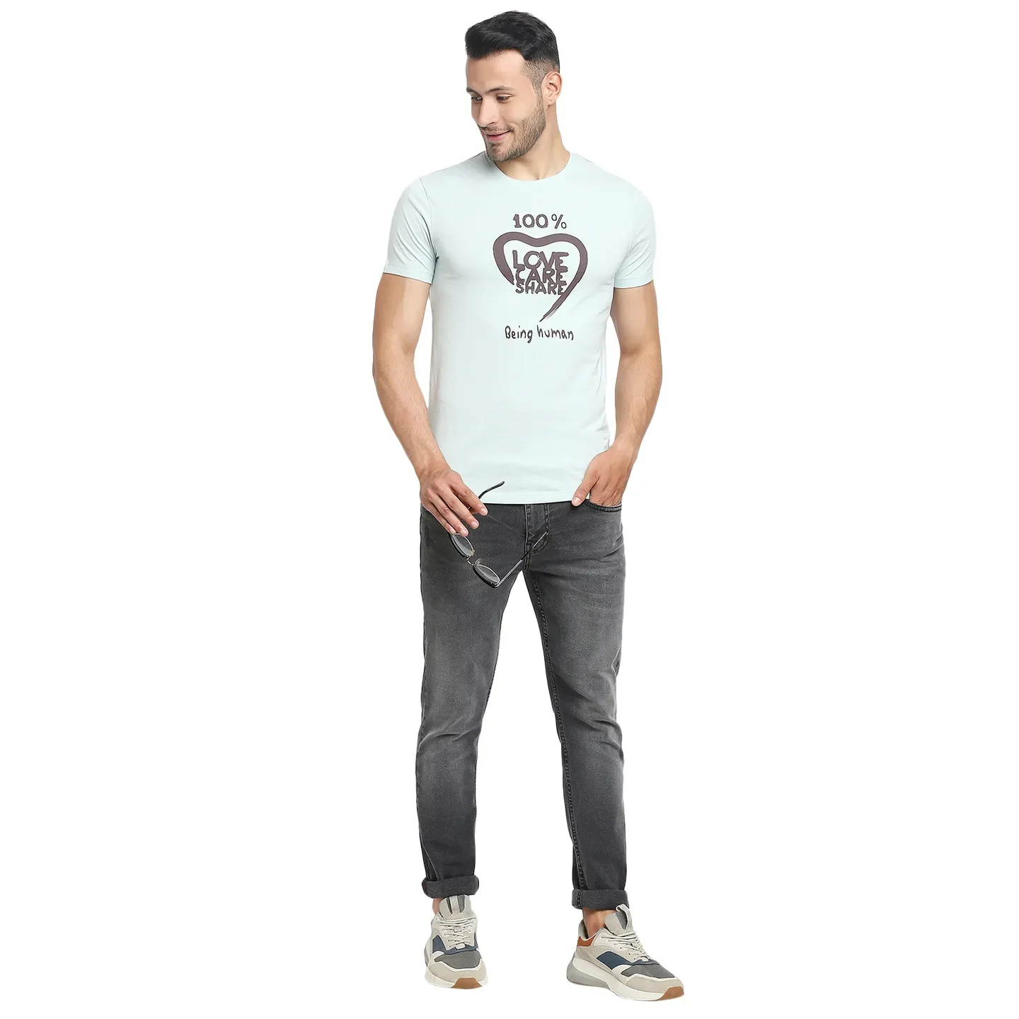 Grey Regular Fit Men's Short Sleeves T-Shirt by Being Human Clothing - Image 6