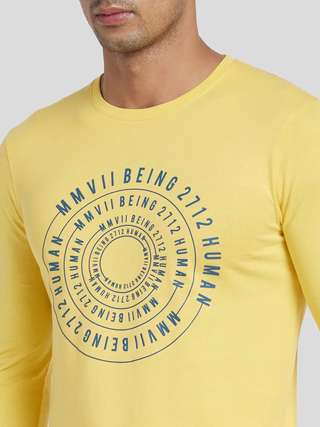 Blue Regular Fit Men's Long Sleeves T-Shirt by Being Human Clothing - Image 5