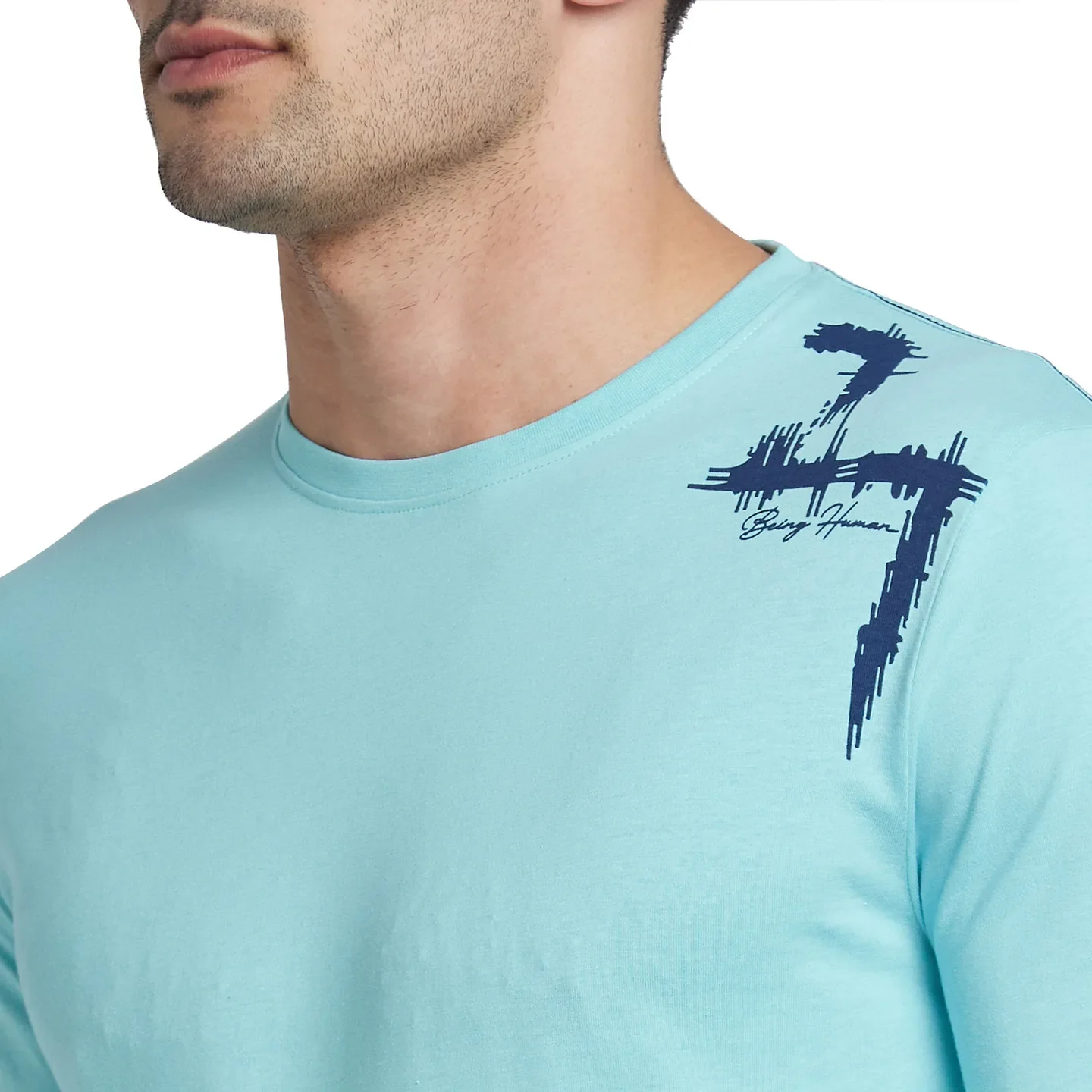 Blue Regular Fit Men's Long Sleeves T-Shirt by Being Human Clothing - Image 4