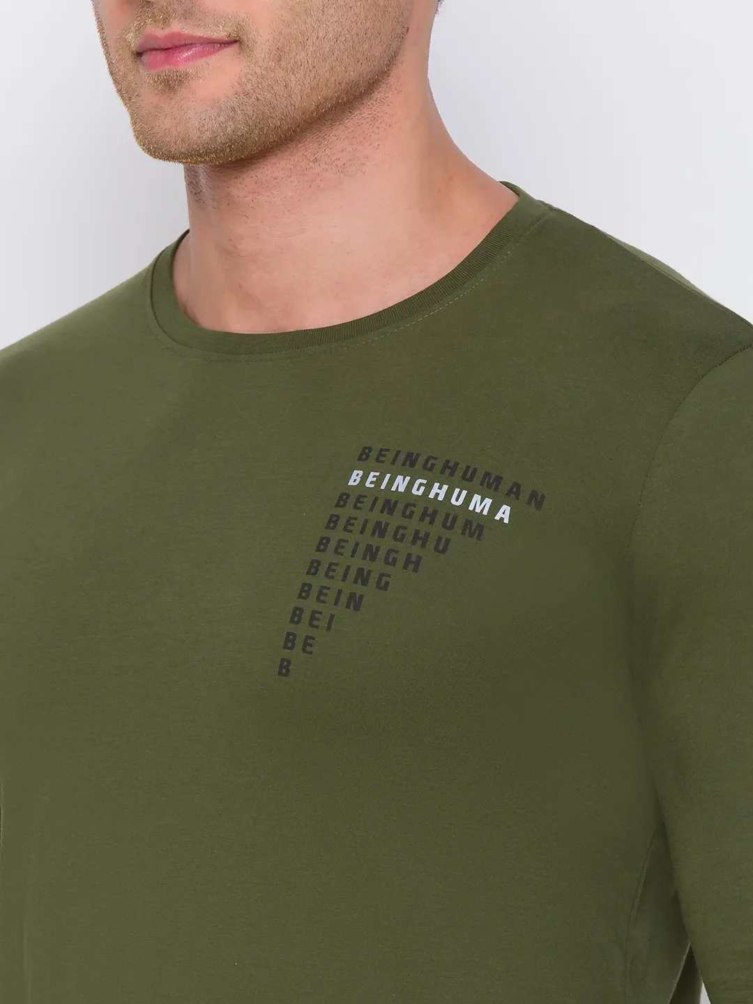 Green Regular Fit Men's Long Sleeves T-Shirt by Being Human Clothing - Image 4