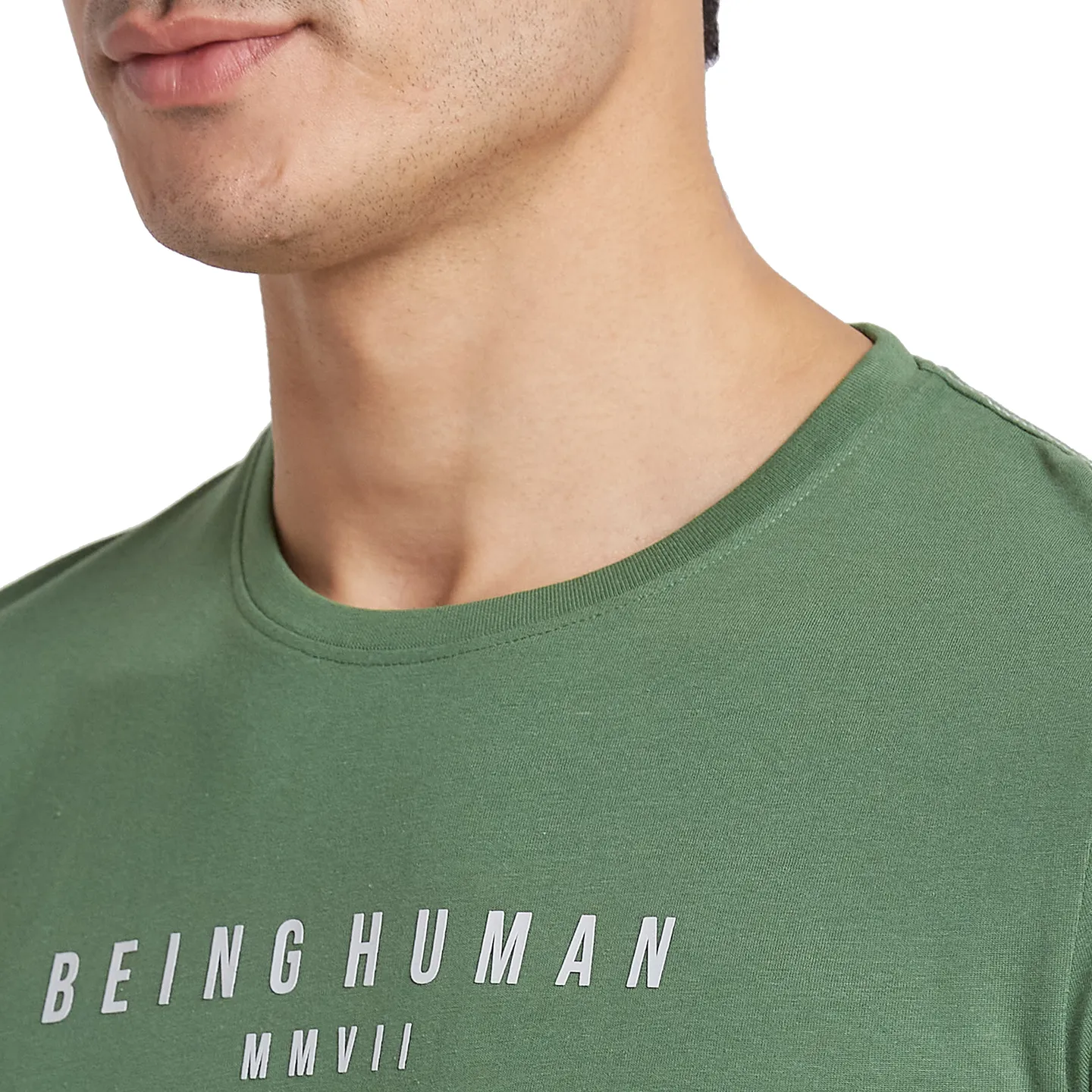 Green Regular Fit Men's Short Sleeves T-Shirt by Being Human Clothing - Image 4
