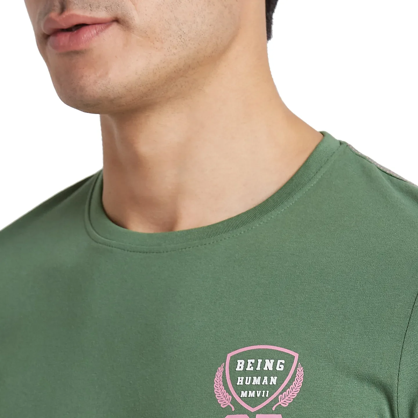 Green Regular Fit Men's Short Sleeves T-Shirt by Being Human Clothing - Image 4