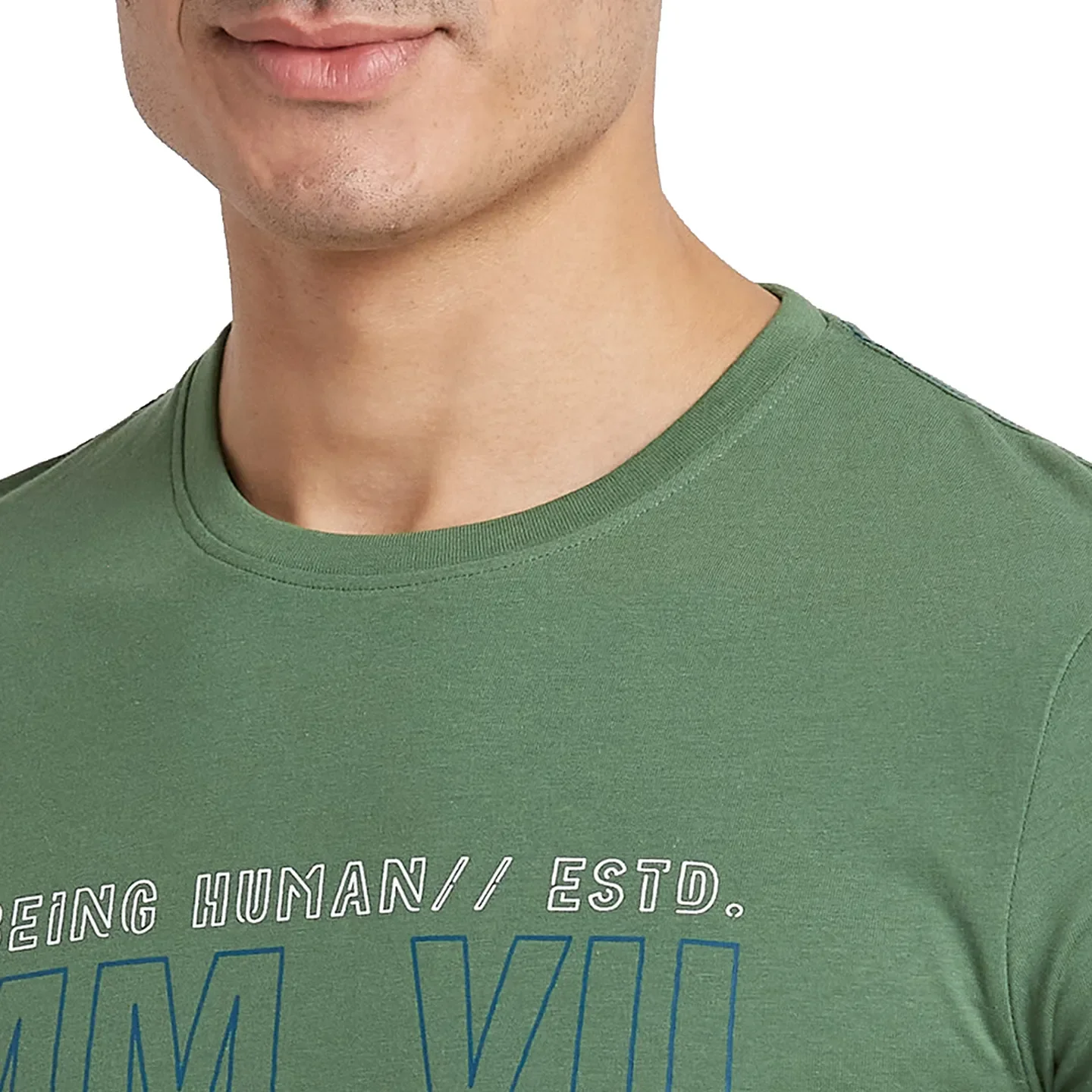 Green Regular Fit Round Neck Men's T-Shirt by Being Human Clothing - Image 4