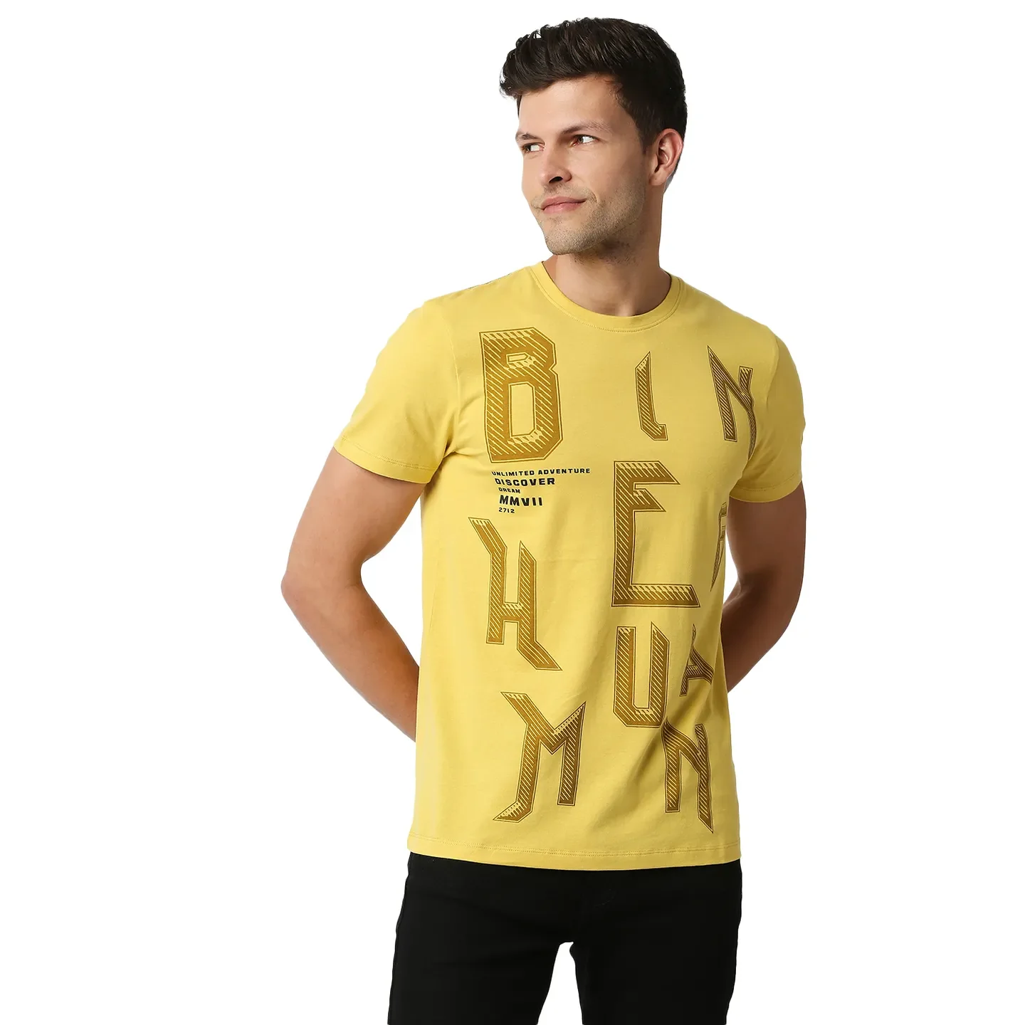 Brown Regular Fit Men's Short Sleeves T-Shirt by Being Human Clothing
